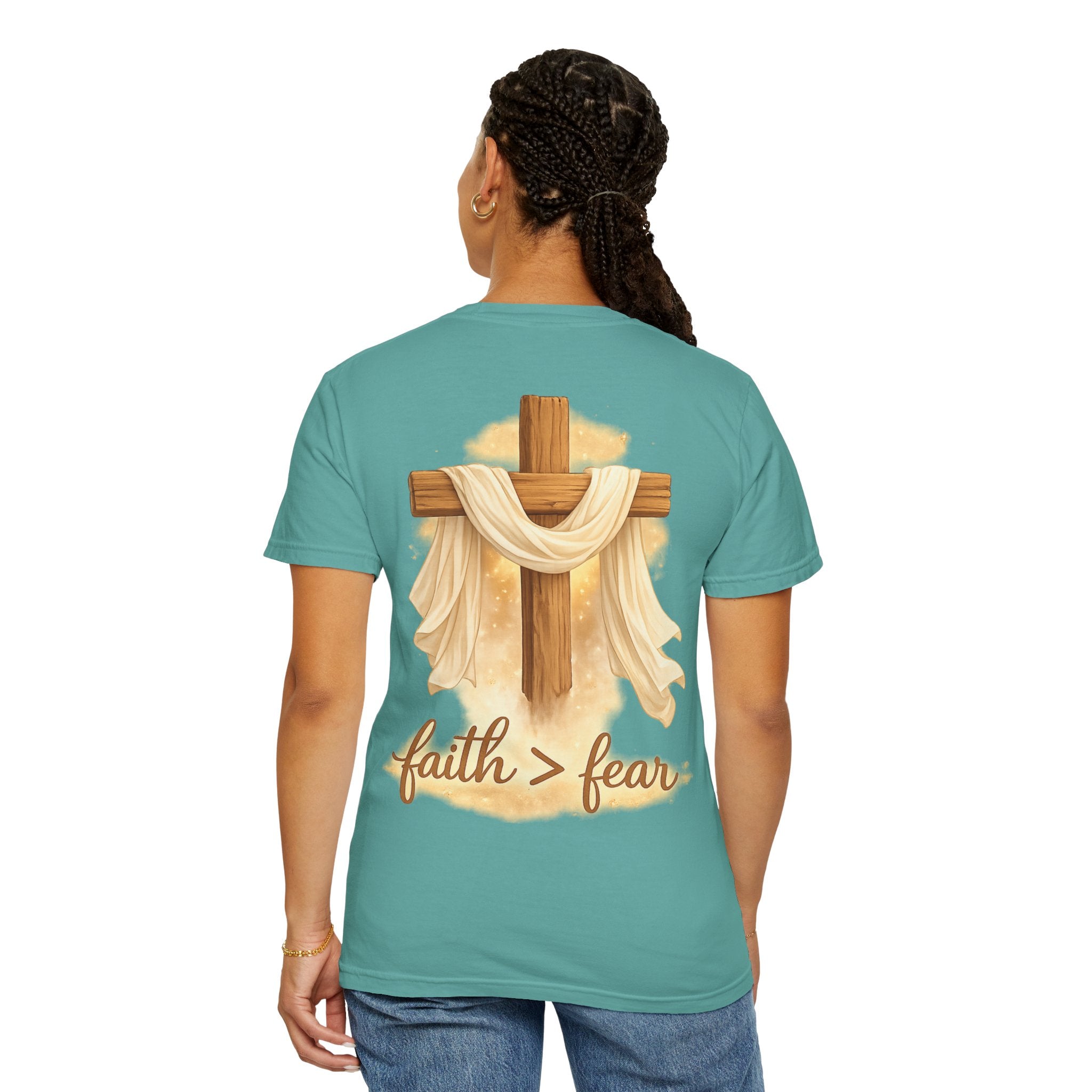 Faith Over Fear T-Shirt — Cross & Draped Cloth Christian Tee
