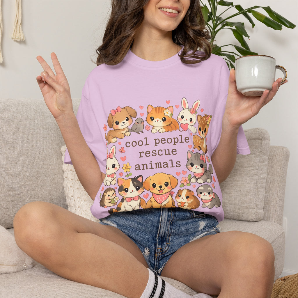 Rescue Animals T-Shirt — "Cool People Rescue Animals" Cute Pet Rescue Tee