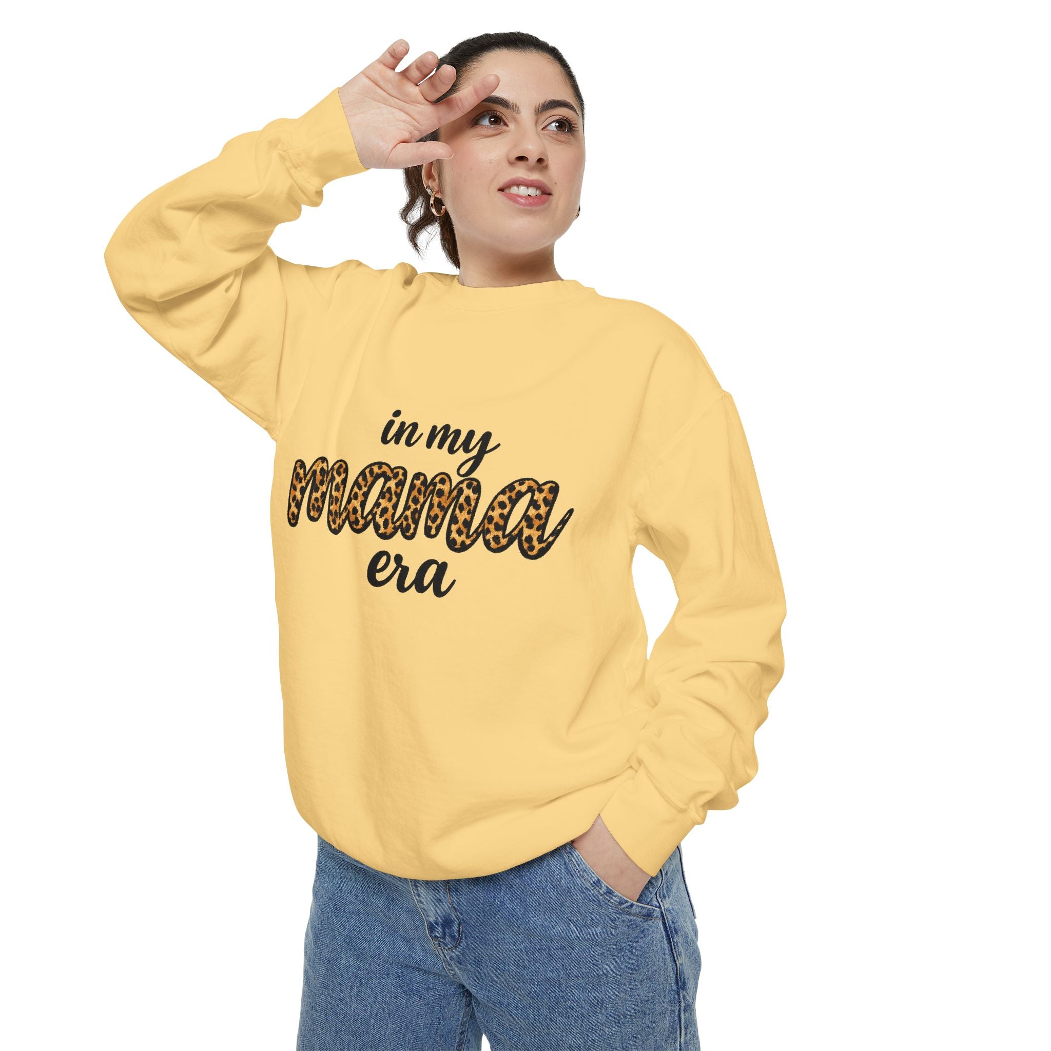 Mama Era Leopard Sweatshirt — "in my mama era" Cozy Mom Pullover