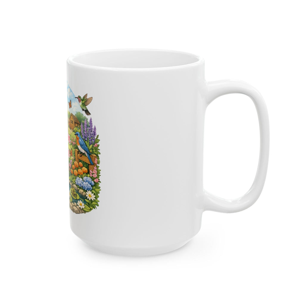 Garden Mama Ceramic Mug – Floral Garden Scene Coffee Cup (11oz & 15oz)