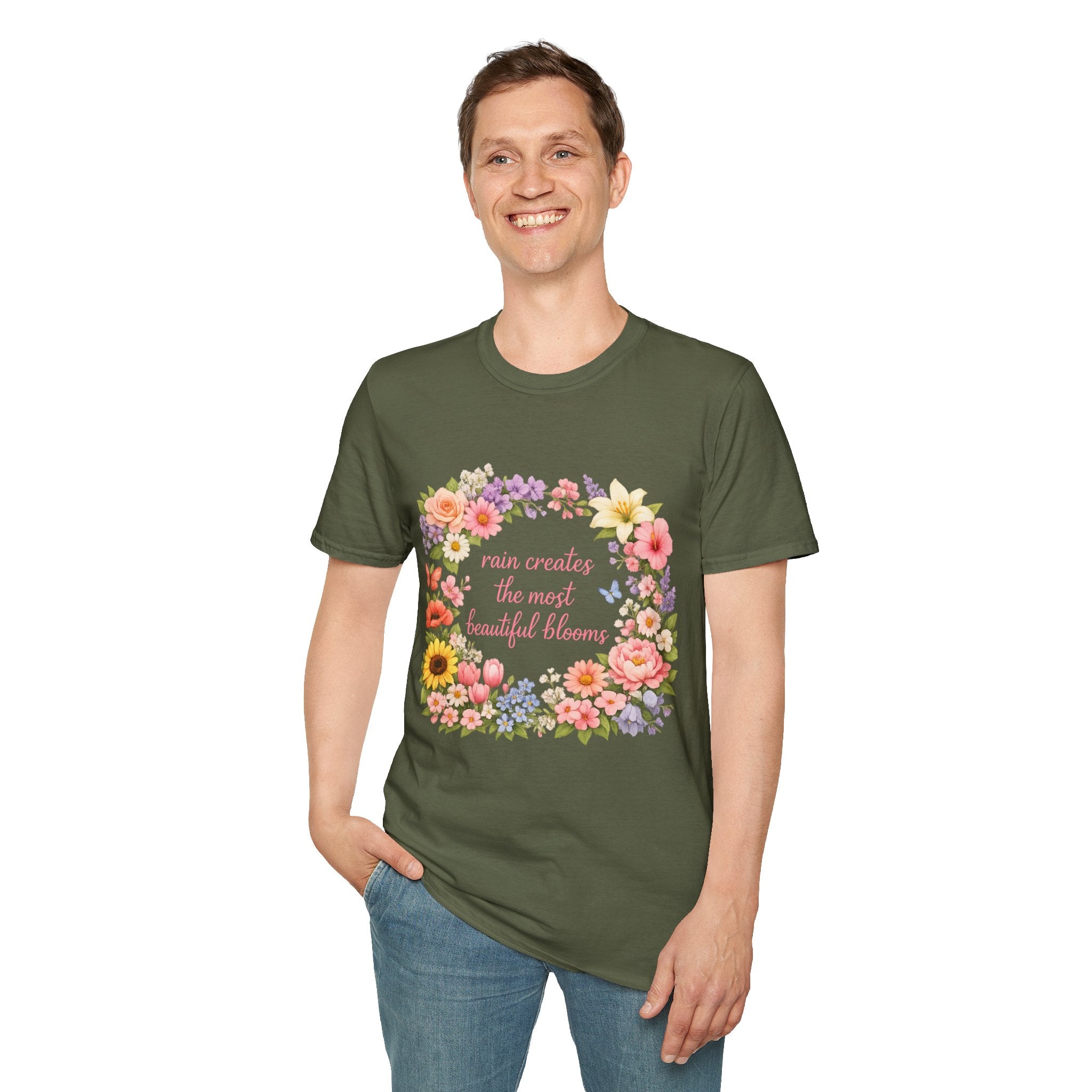 Floral "Rain Creates the Most Beautiful Blossoms" T-Shirt