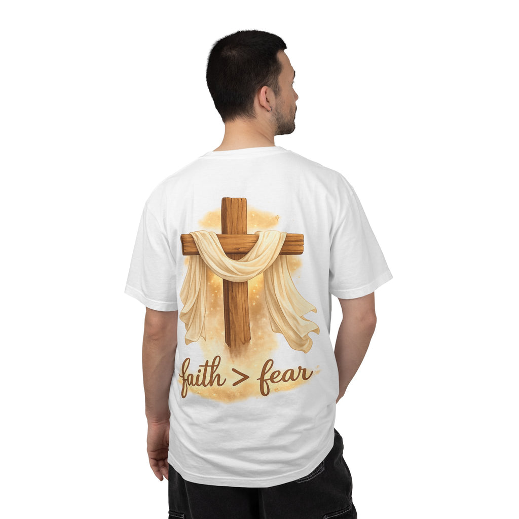 Faith Over Fear T-Shirt — Cross & Draped Cloth Christian Tee