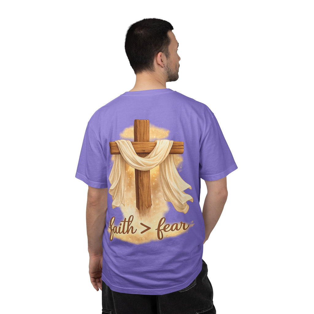 Faith Over Fear T-Shirt — Cross & Draped Cloth Christian Tee