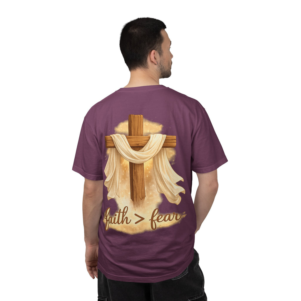 Faith Over Fear T-Shirt — Cross & Draped Cloth Christian Tee