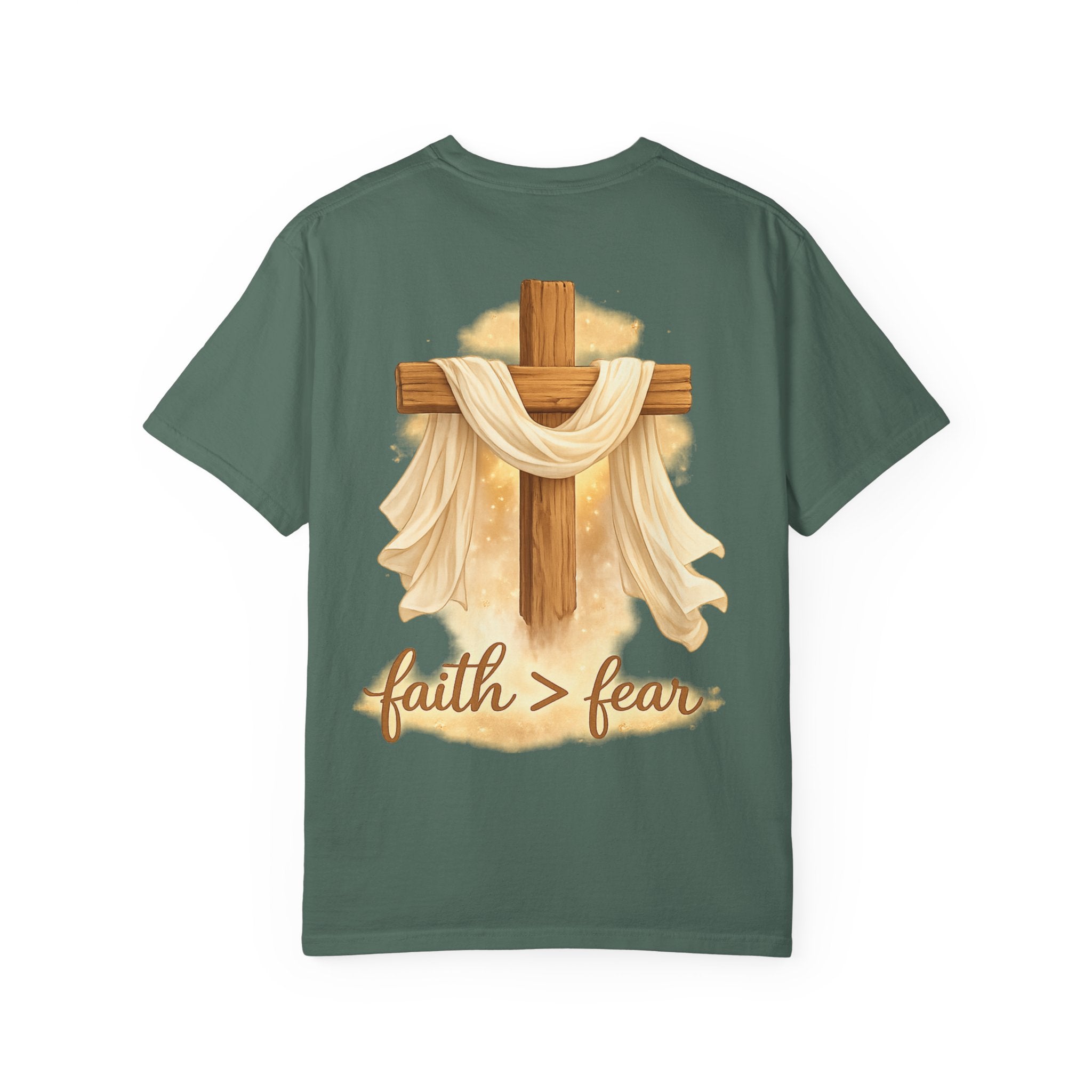 Faith Over Fear T-Shirt — Cross & Draped Cloth Christian Tee