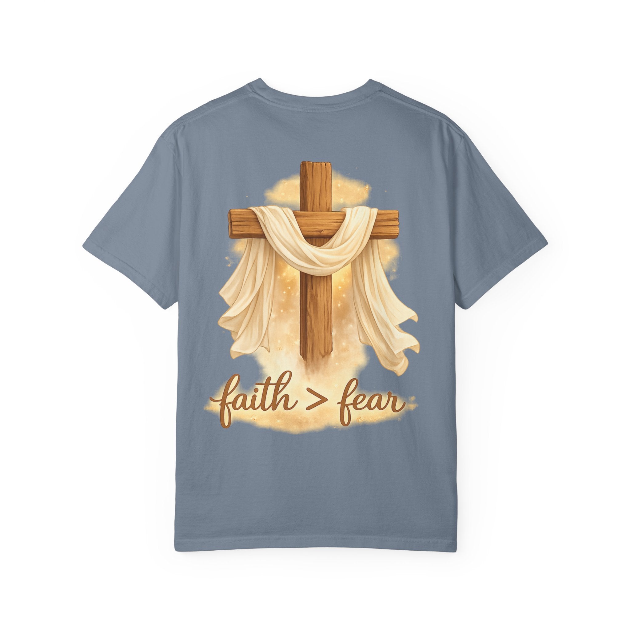 Faith Over Fear T-Shirt — Cross & Draped Cloth Christian Tee