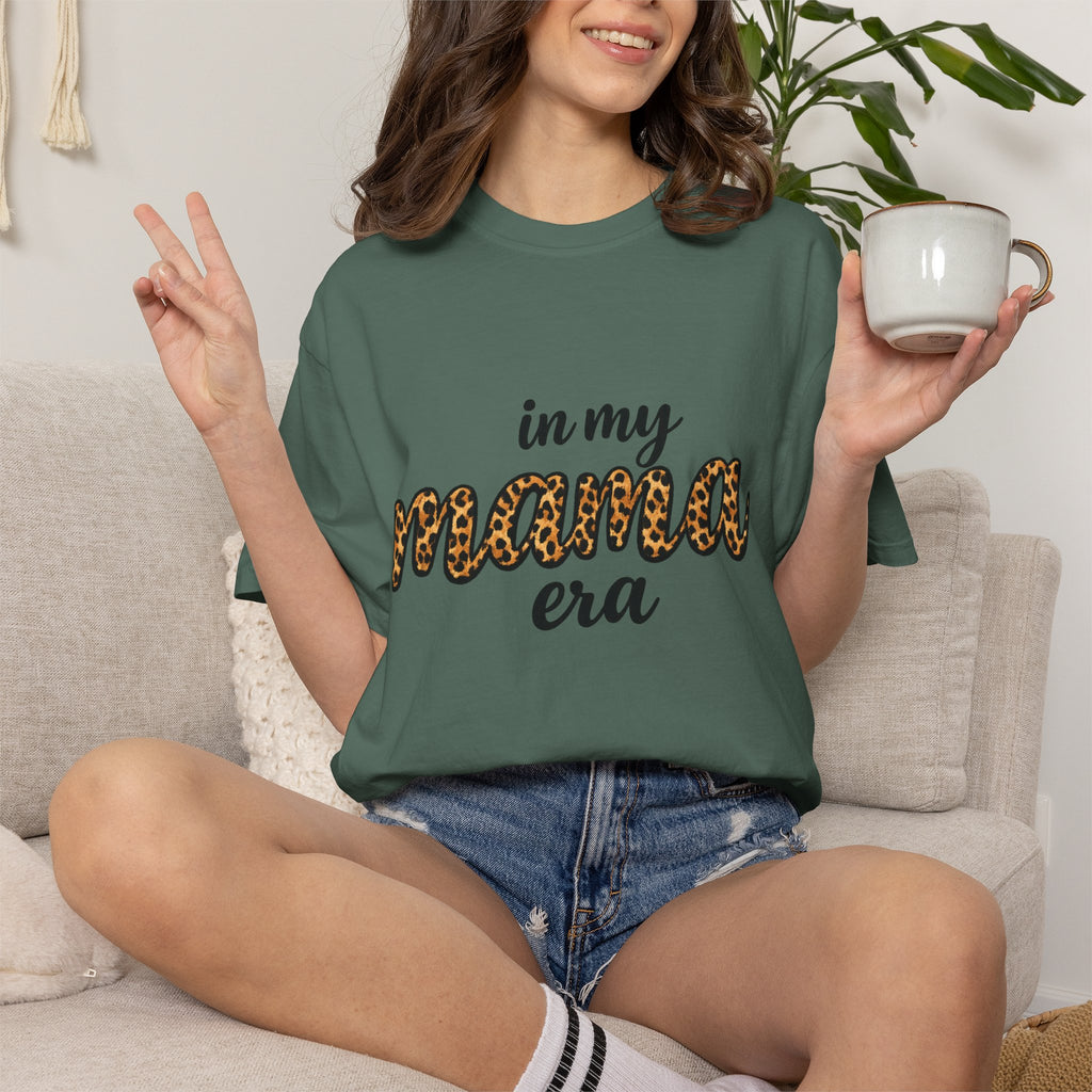 Mama Era Leopard Print T‑Shirt — "in my mama era" Casual Mom Tee