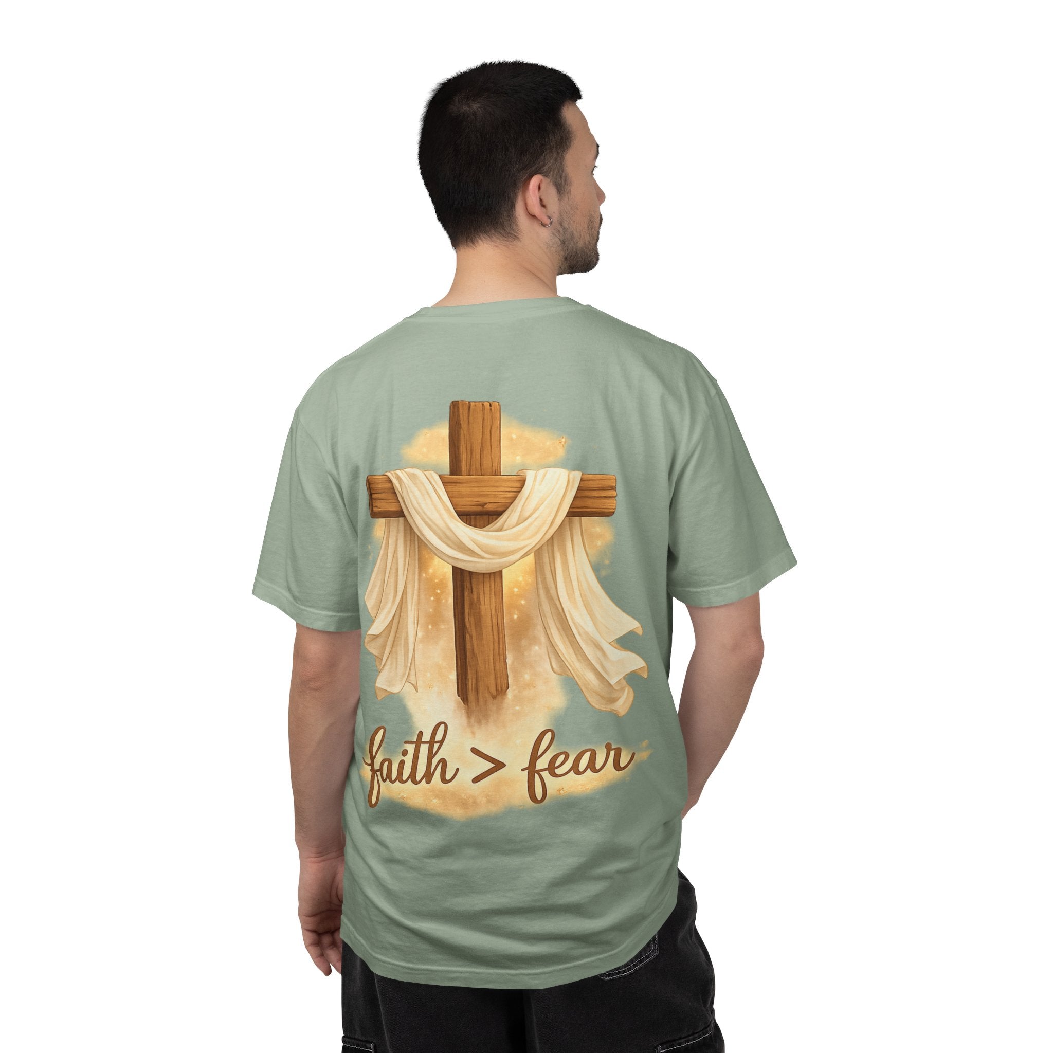 Faith Over Fear T-Shirt — Cross & Draped Cloth Christian Tee
