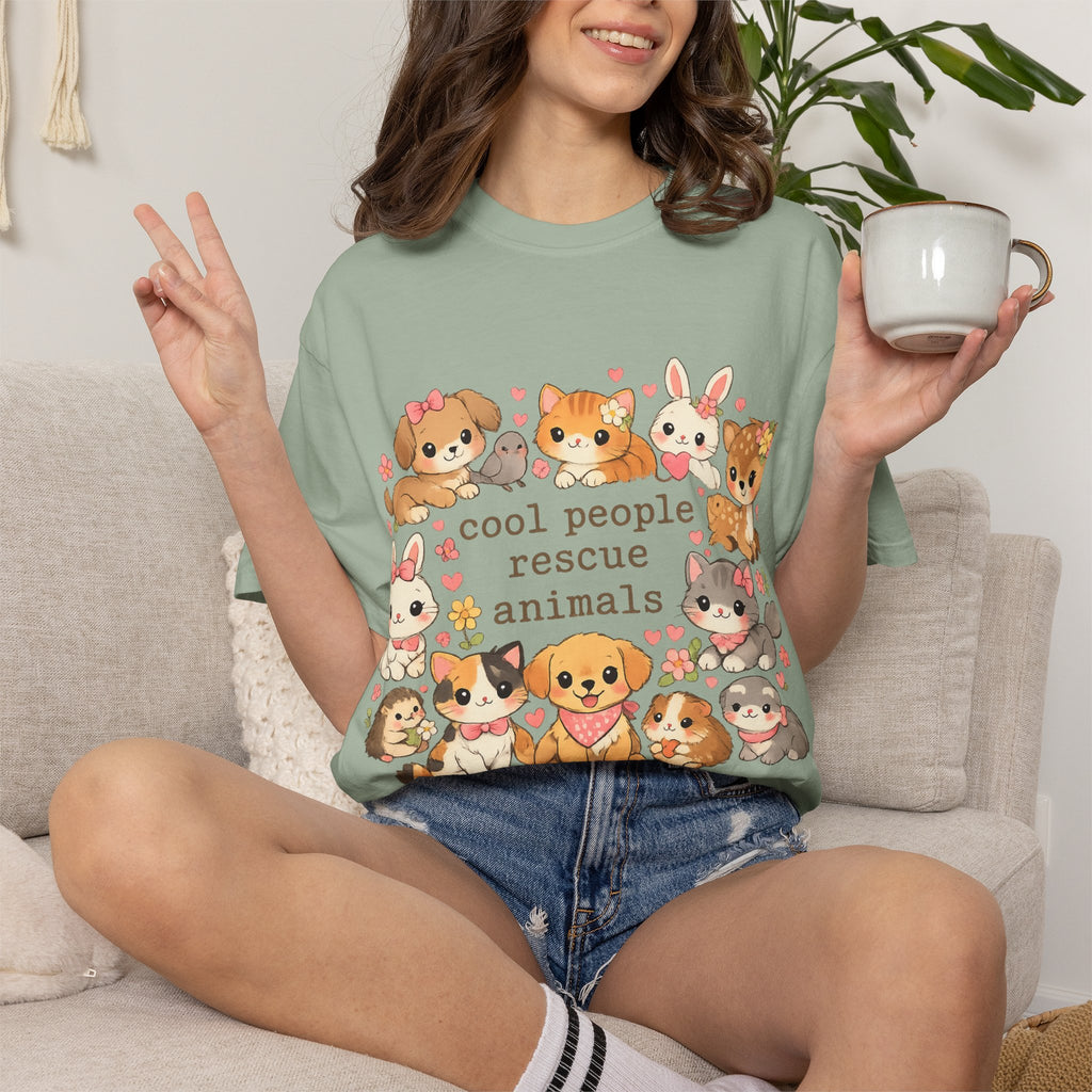 Rescue Animals T-Shirt — "Cool People Rescue Animals" Cute Pet Rescue Tee