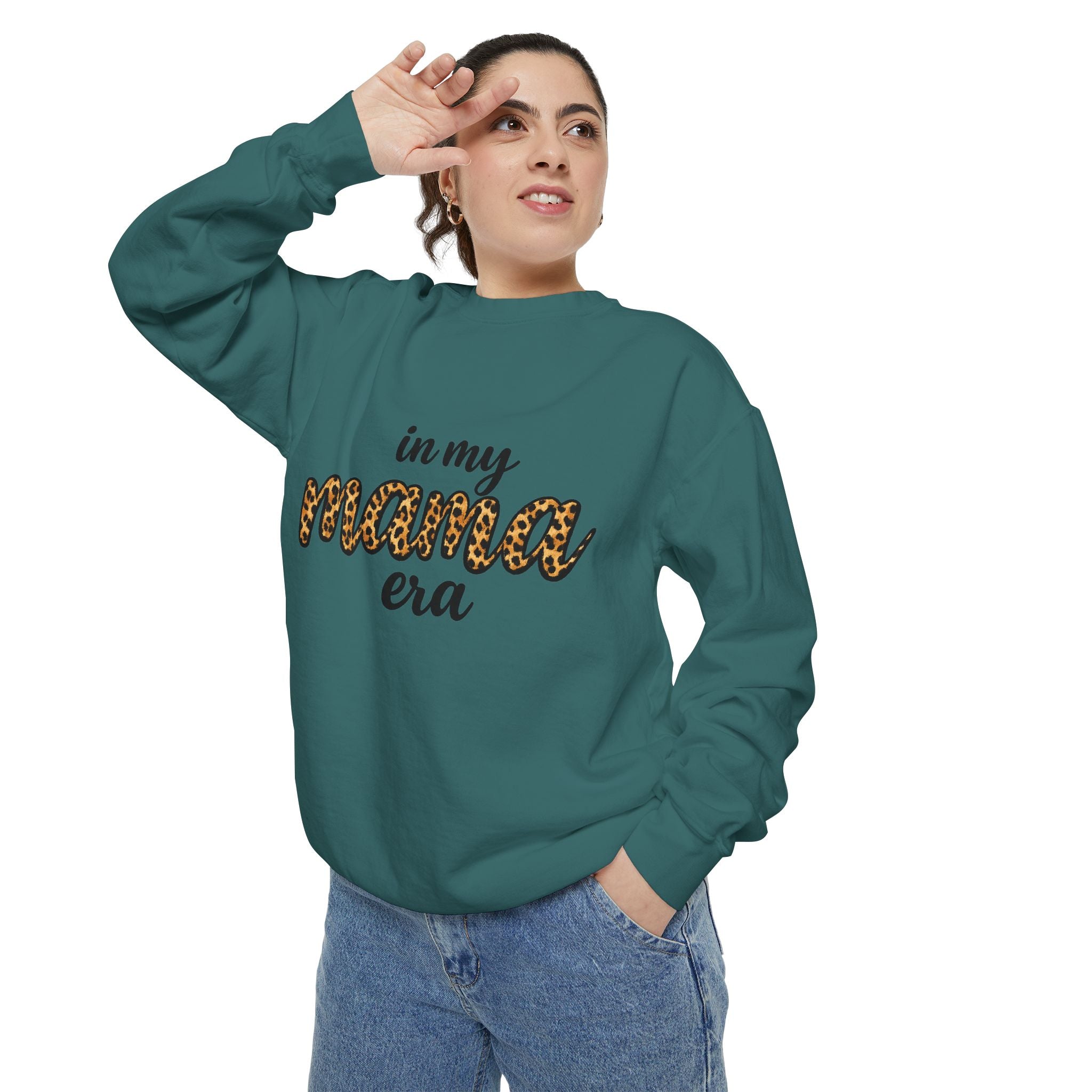 Mama Era Leopard Sweatshirt — "in my mama era" Cozy Mom Pullover
