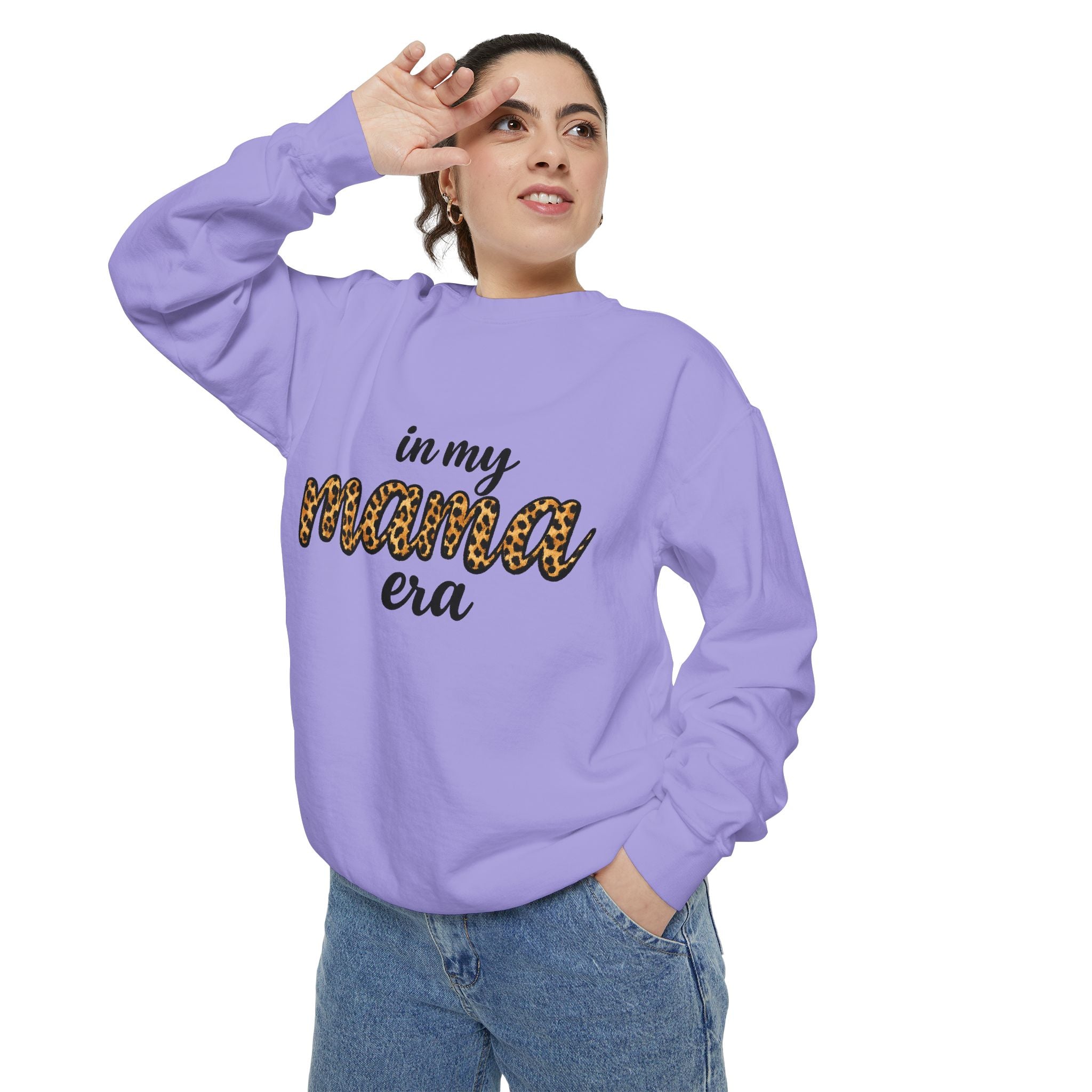 Mama Era Leopard Sweatshirt — "in my mama era" Cozy Mom Pullover