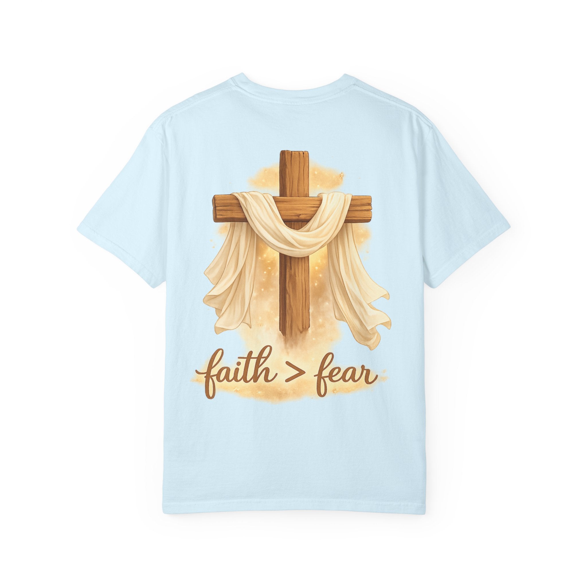 Faith Over Fear T-Shirt — Cross & Draped Cloth Christian Tee