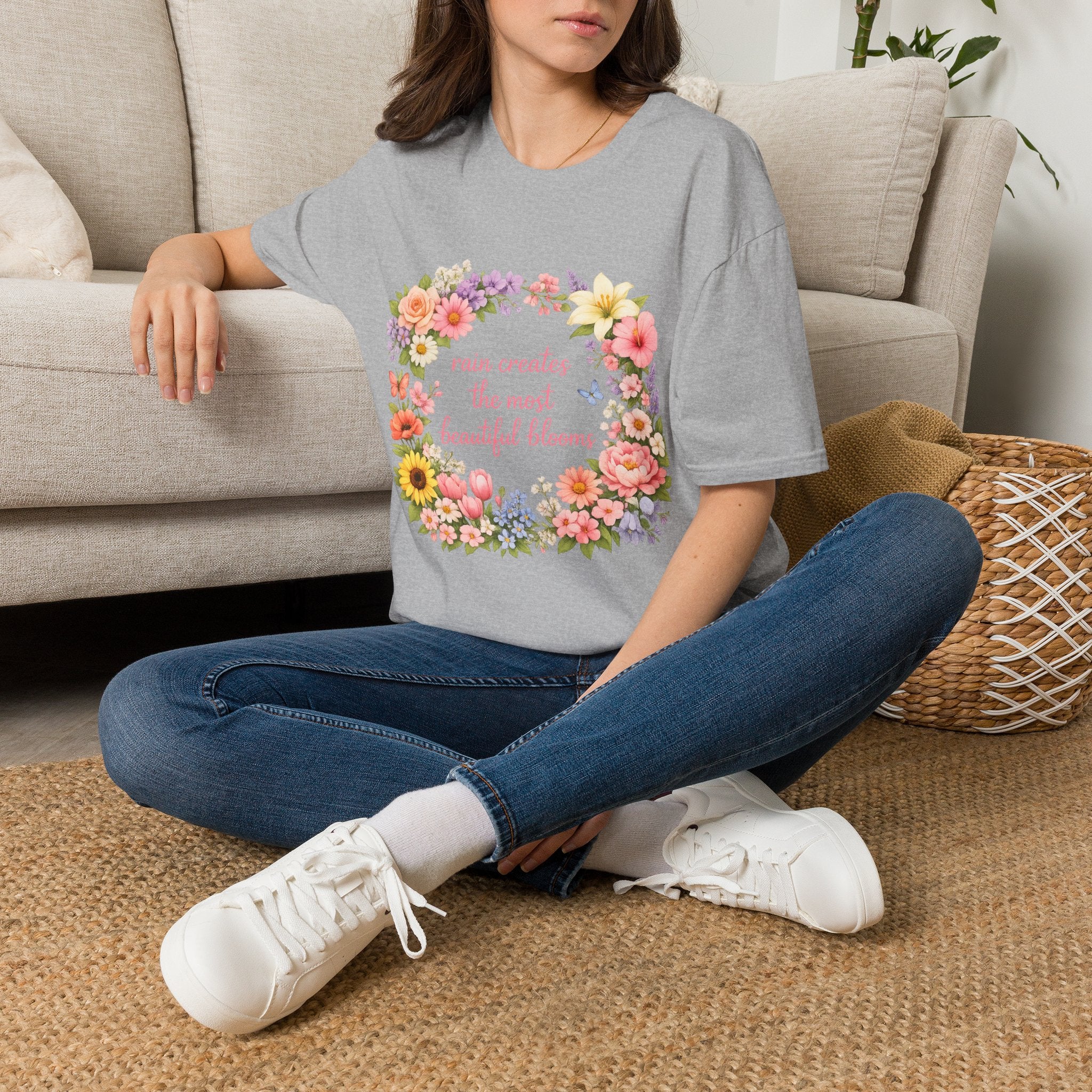 Floral "Rain Creates the Most Beautiful Blossoms" T-Shirt
