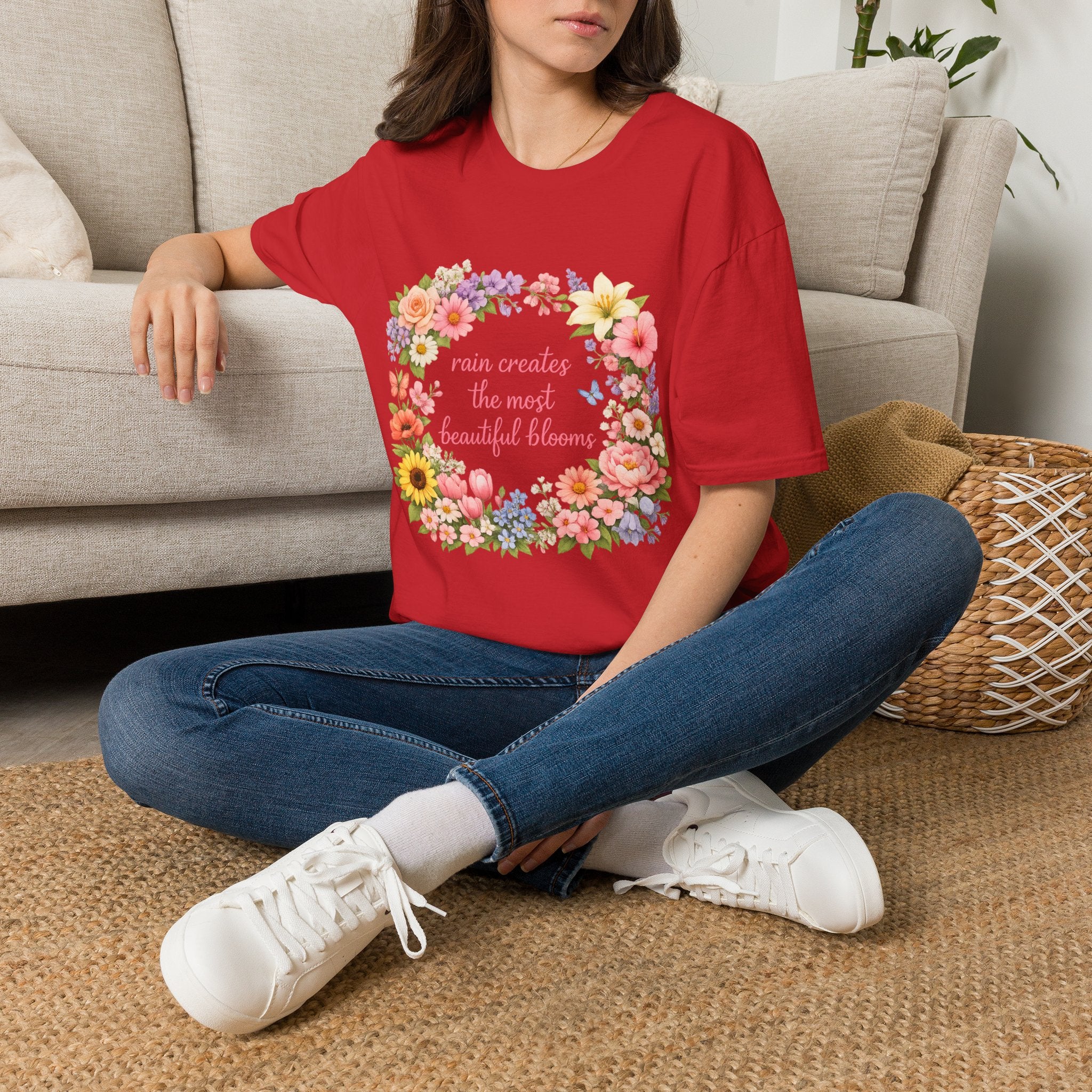 Floral "Rain Creates the Most Beautiful Blossoms" T-Shirt