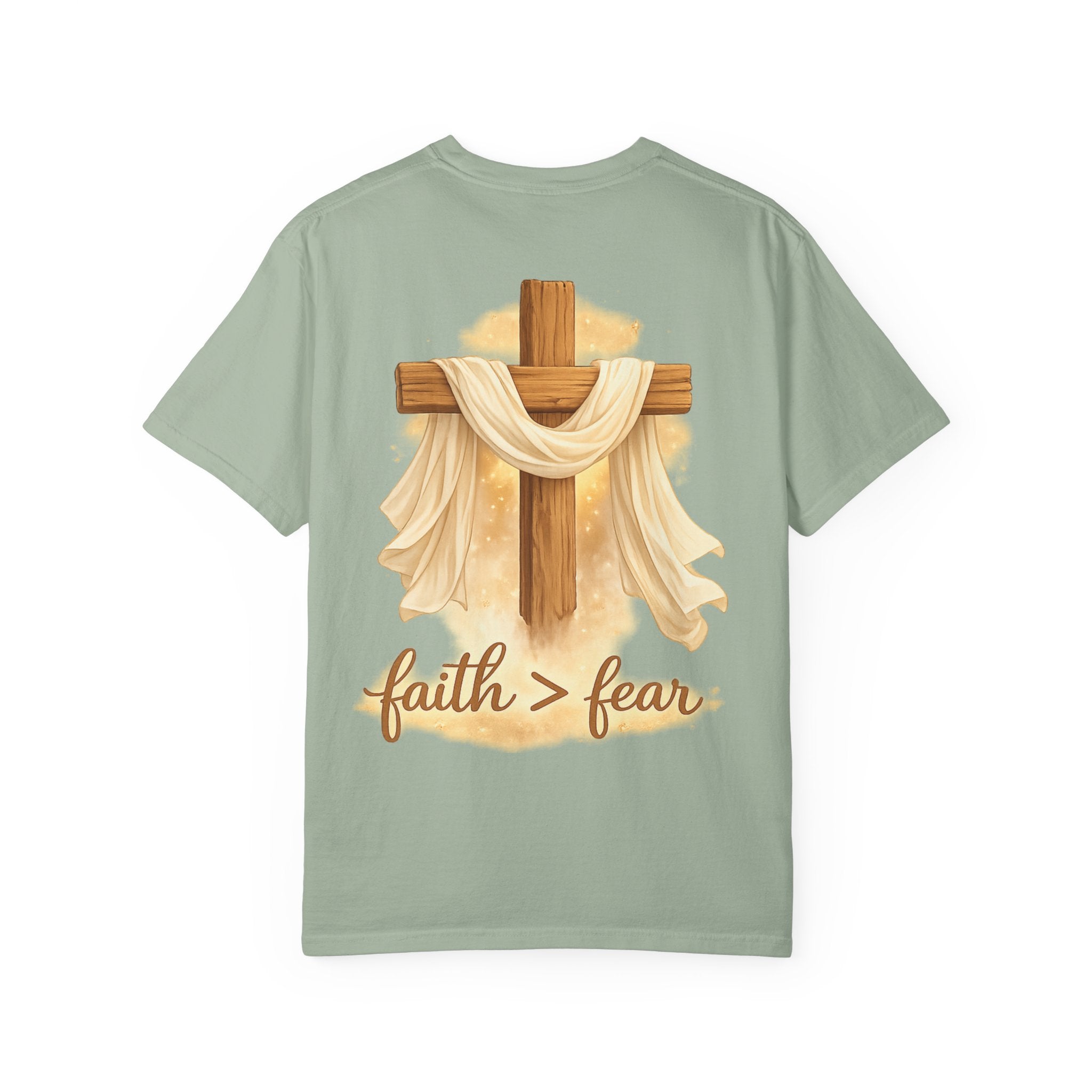 Faith Over Fear T-Shirt — Cross & Draped Cloth Christian Tee