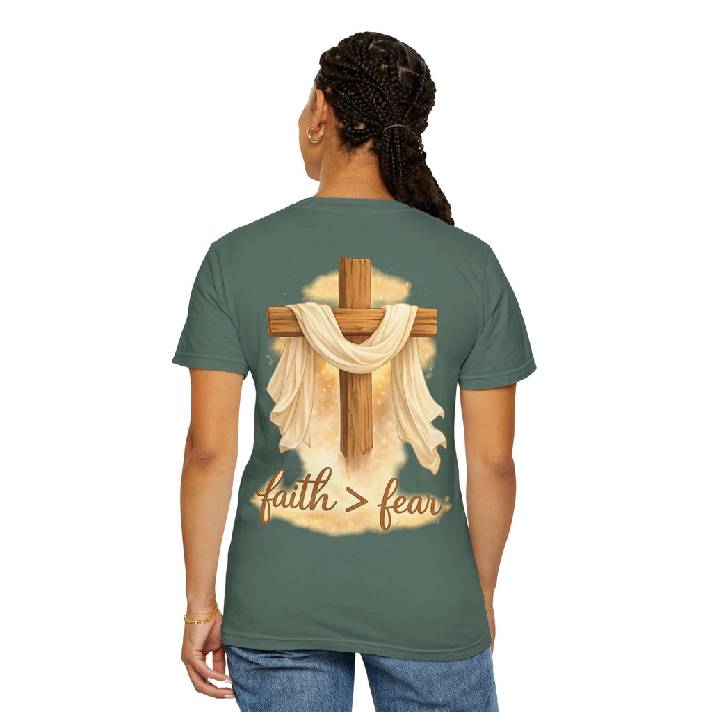 Faith Over Fear T-Shirt — Cross & Draped Cloth Christian Tee