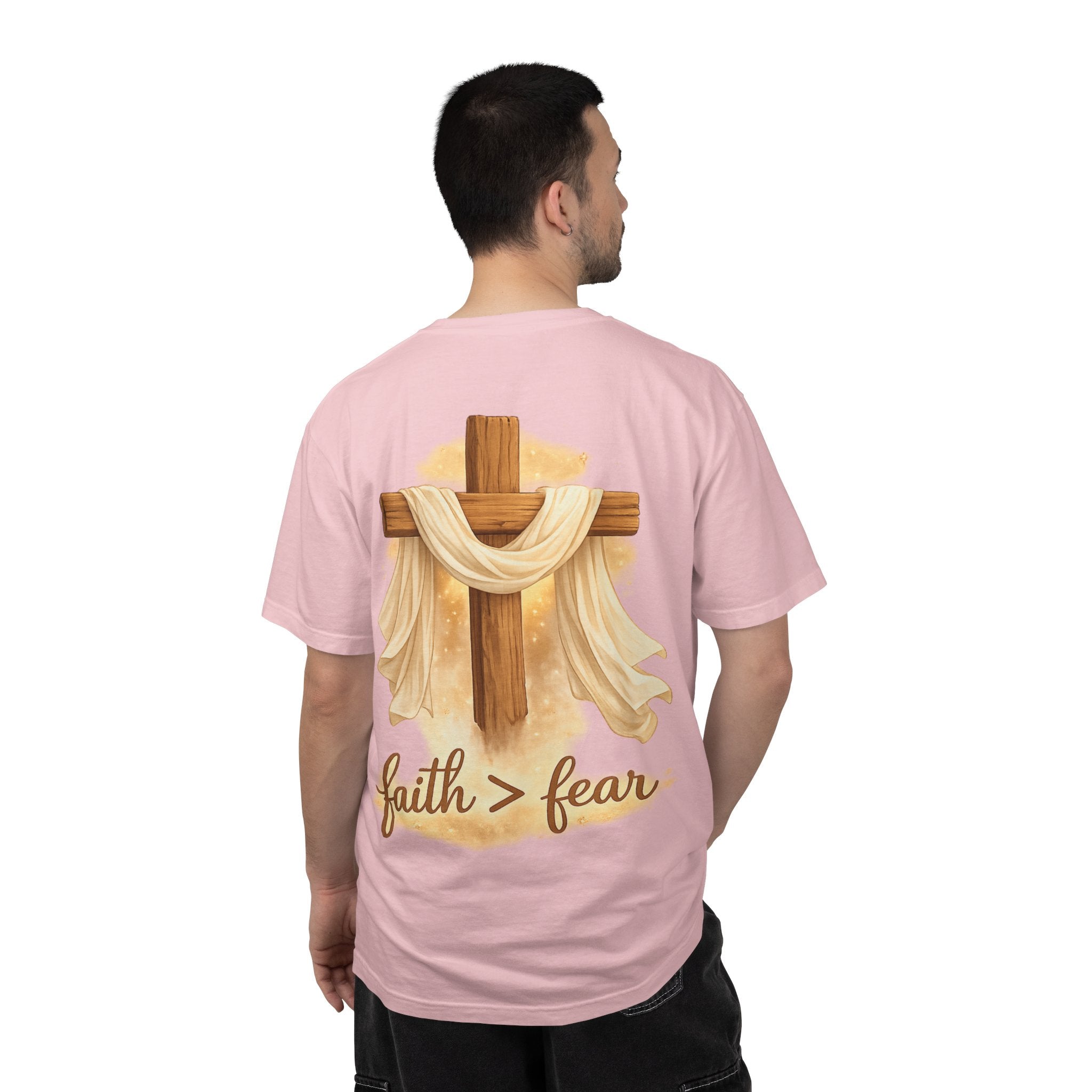 Faith Over Fear T-Shirt — Cross & Draped Cloth Christian Tee
