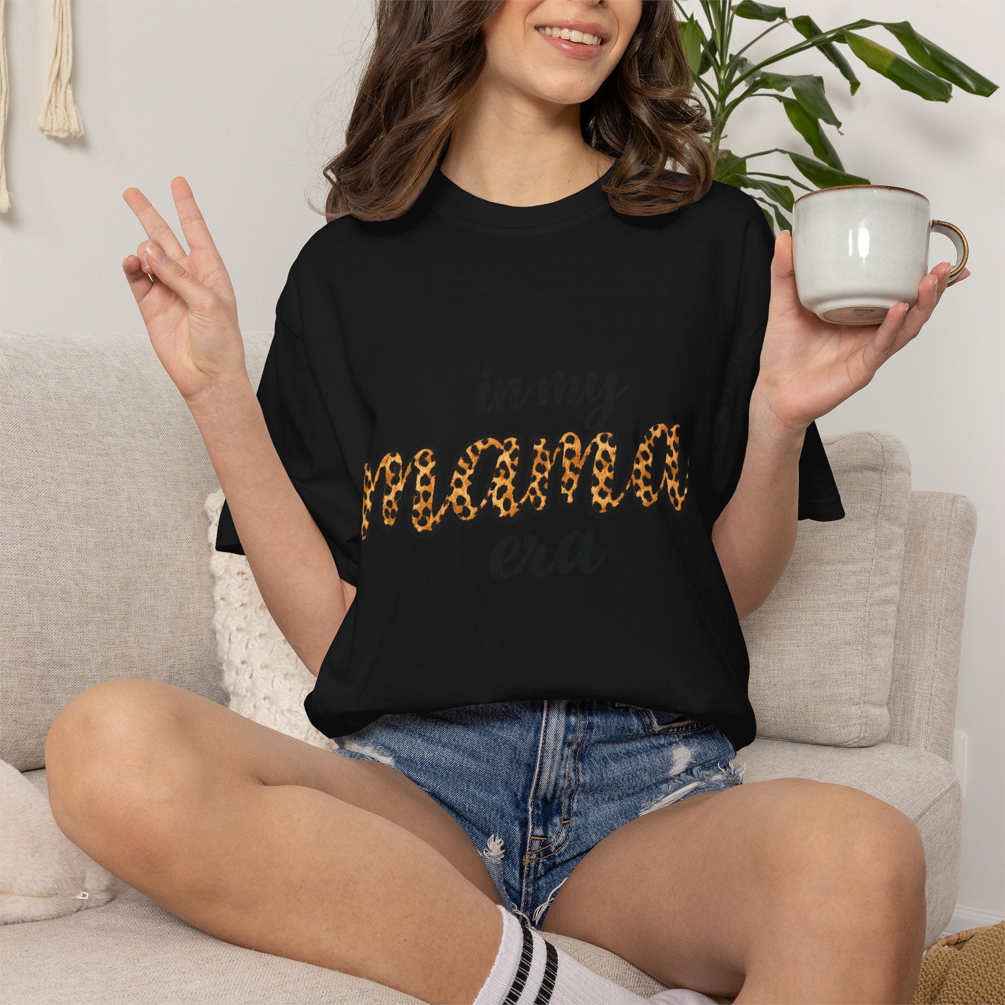 Mama Era Leopard Print T‑Shirt — "in my mama era" Casual Mom Tee