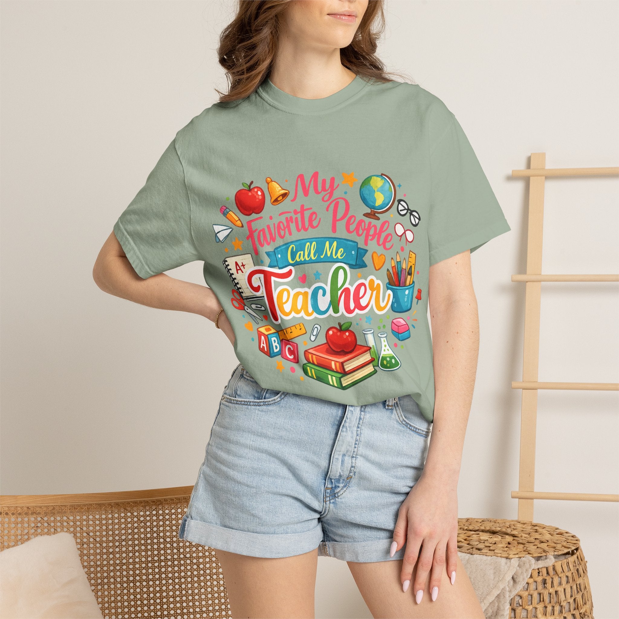Teacher Appreciation T-Shirt — "My Favorite People Call Me Teacher" Colorful School Design