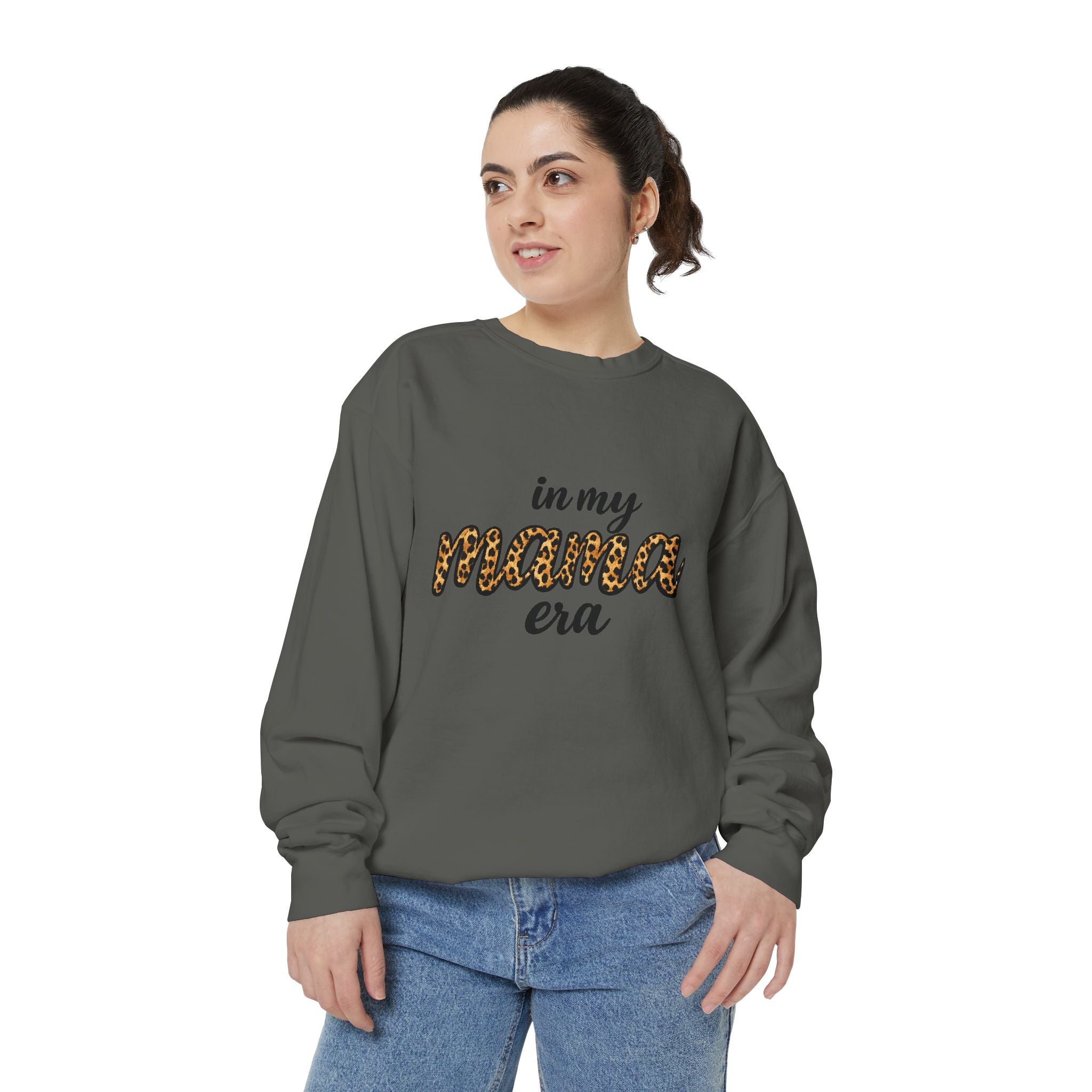 Mama Era Leopard Sweatshirt — "in my mama era" Cozy Mom Pullover