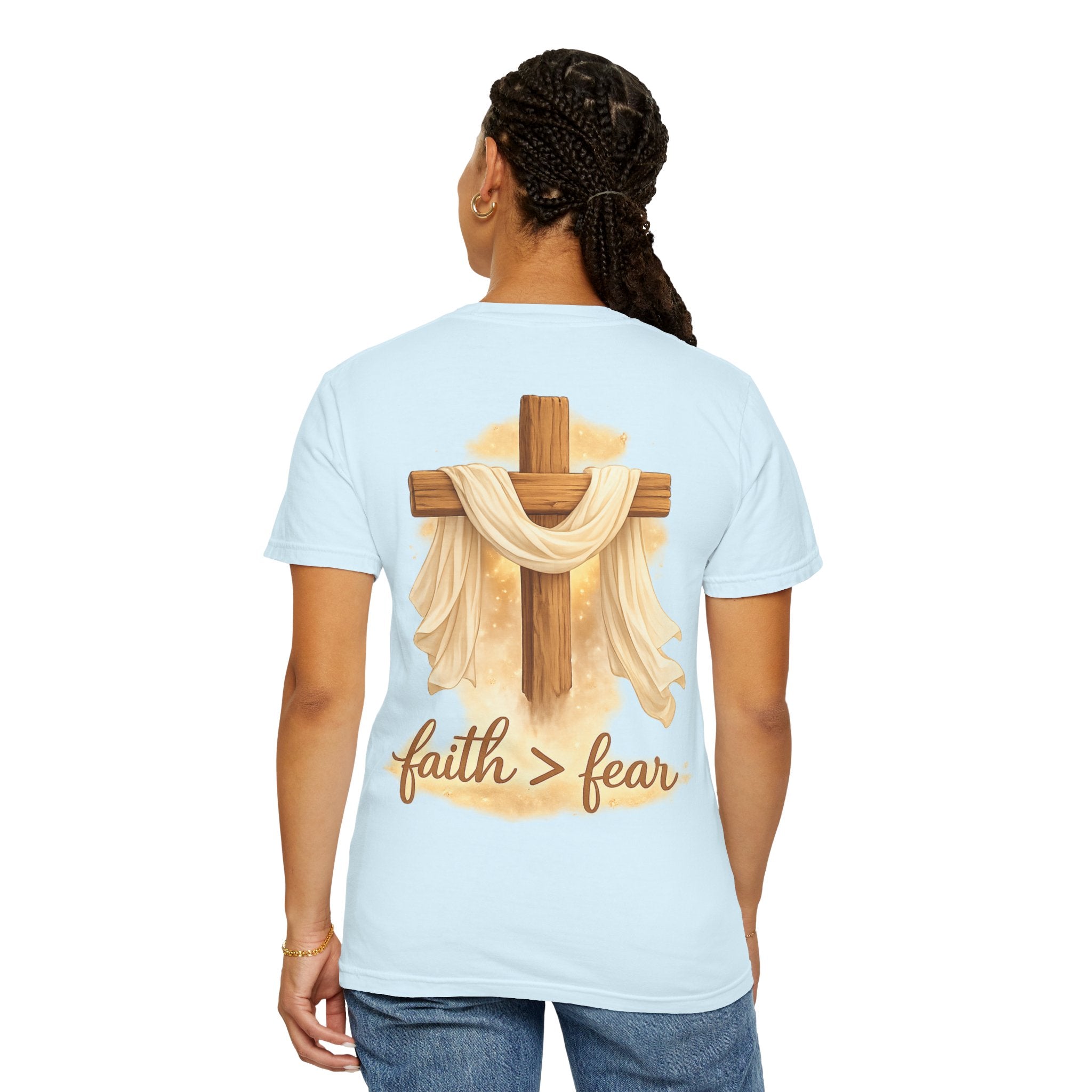 Faith Over Fear T-Shirt — Cross & Draped Cloth Christian Tee