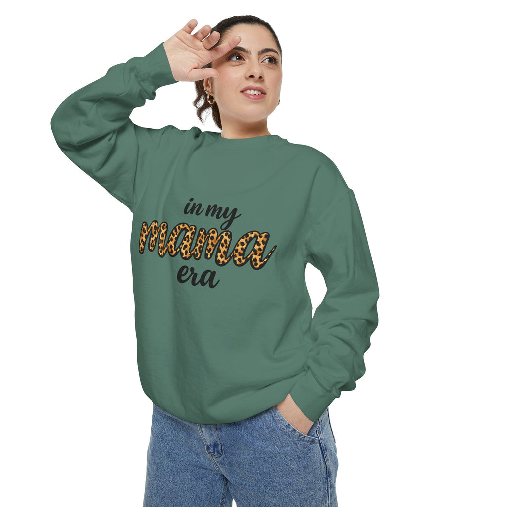 Mama Era Leopard Sweatshirt — "in my mama era" Cozy Mom Pullover