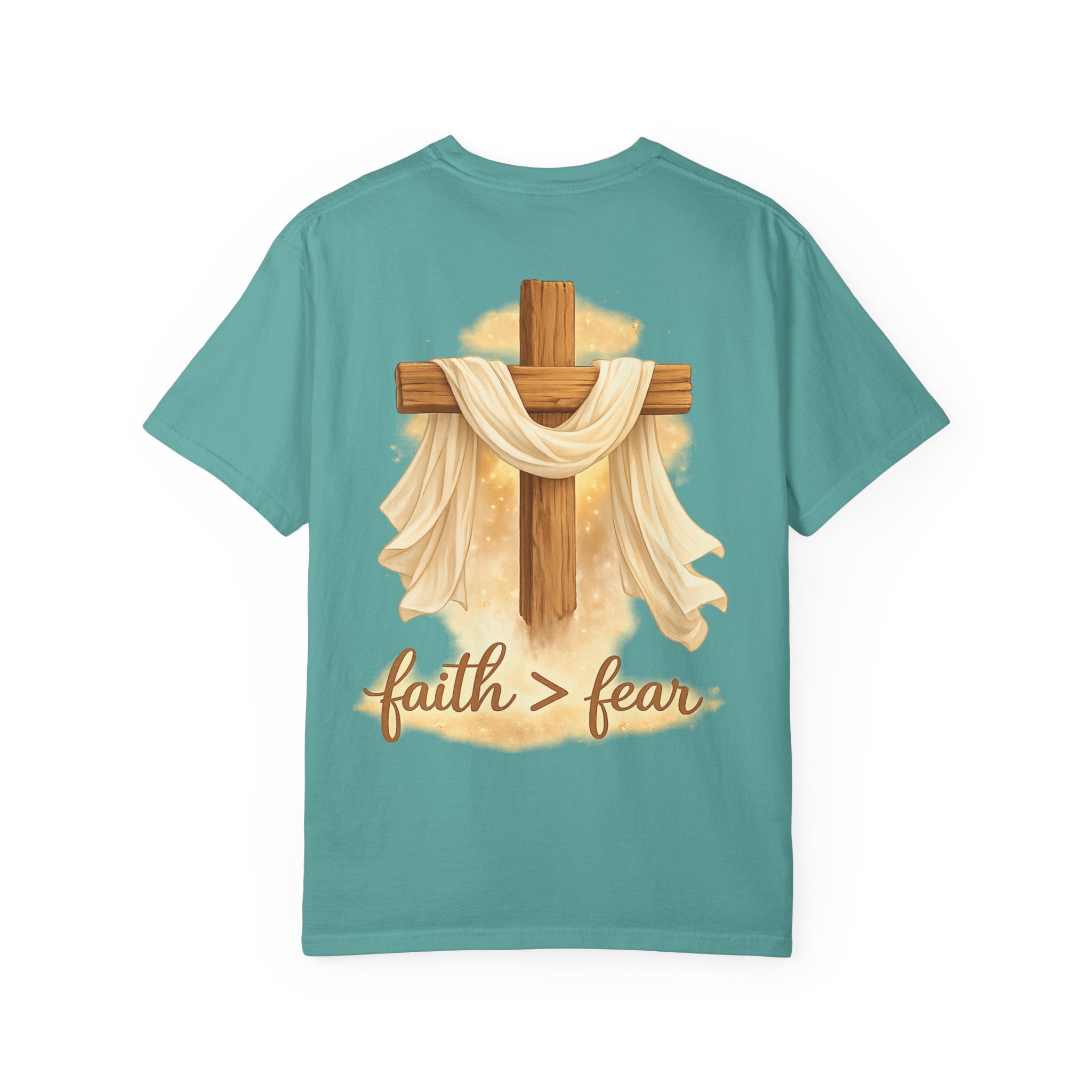 Faith Over Fear T-Shirt — Cross & Draped Cloth Christian Tee