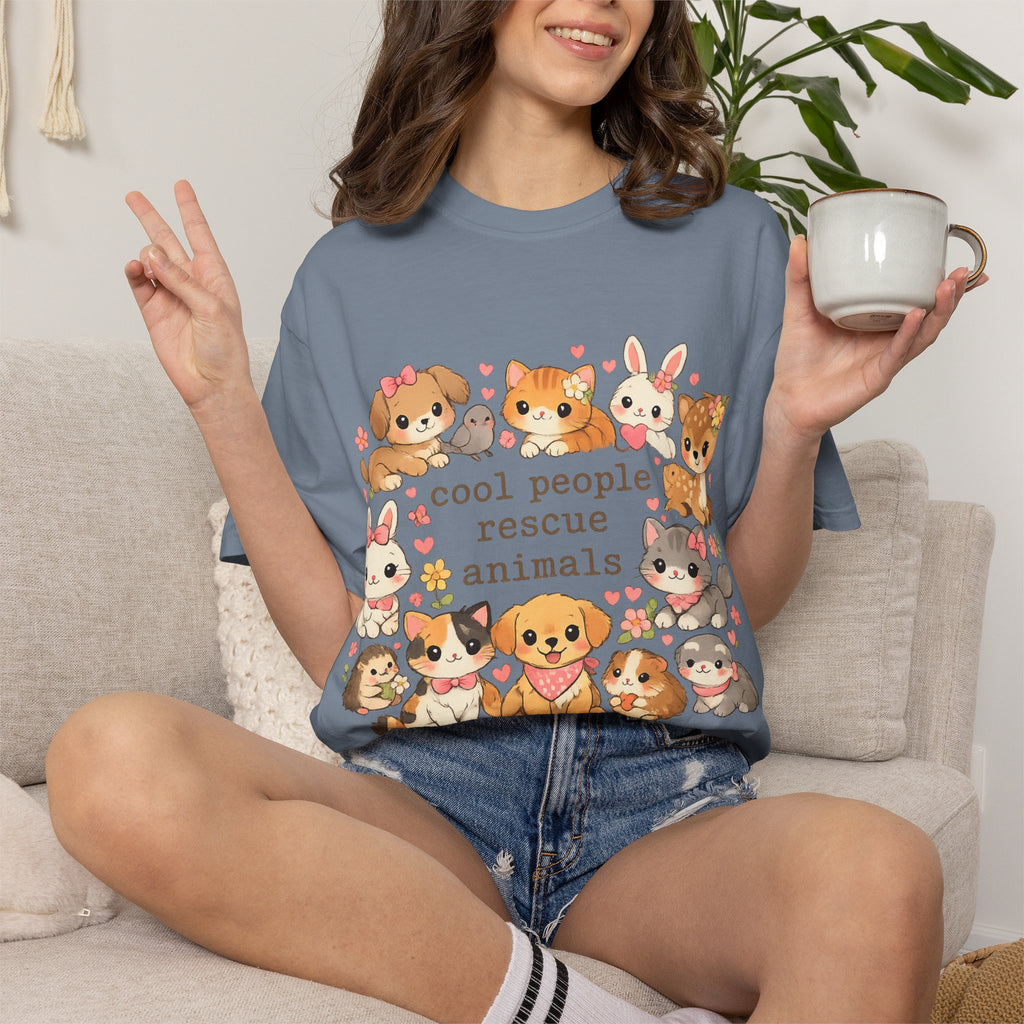 Rescue Animals T-Shirt — "Cool People Rescue Animals" Cute Pet Rescue Tee