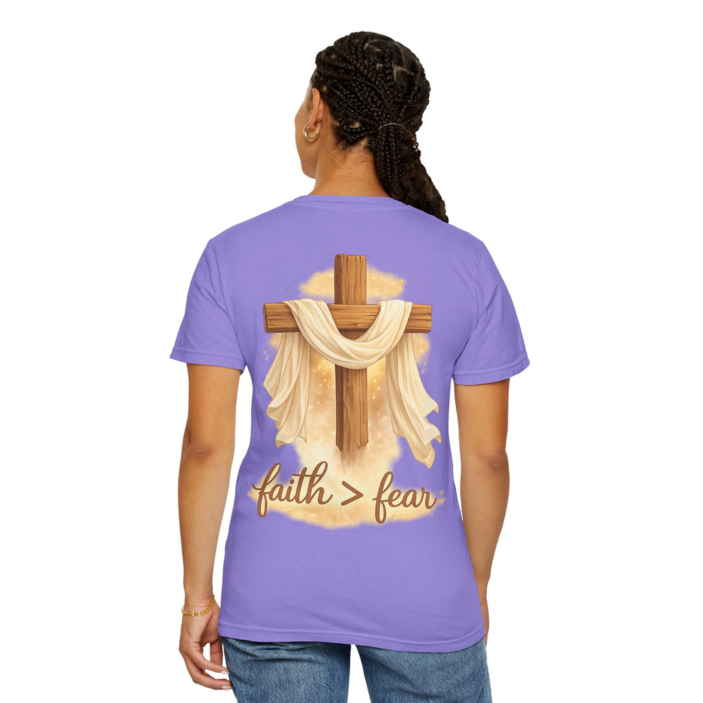 Faith Over Fear T-Shirt — Cross & Draped Cloth Christian Tee