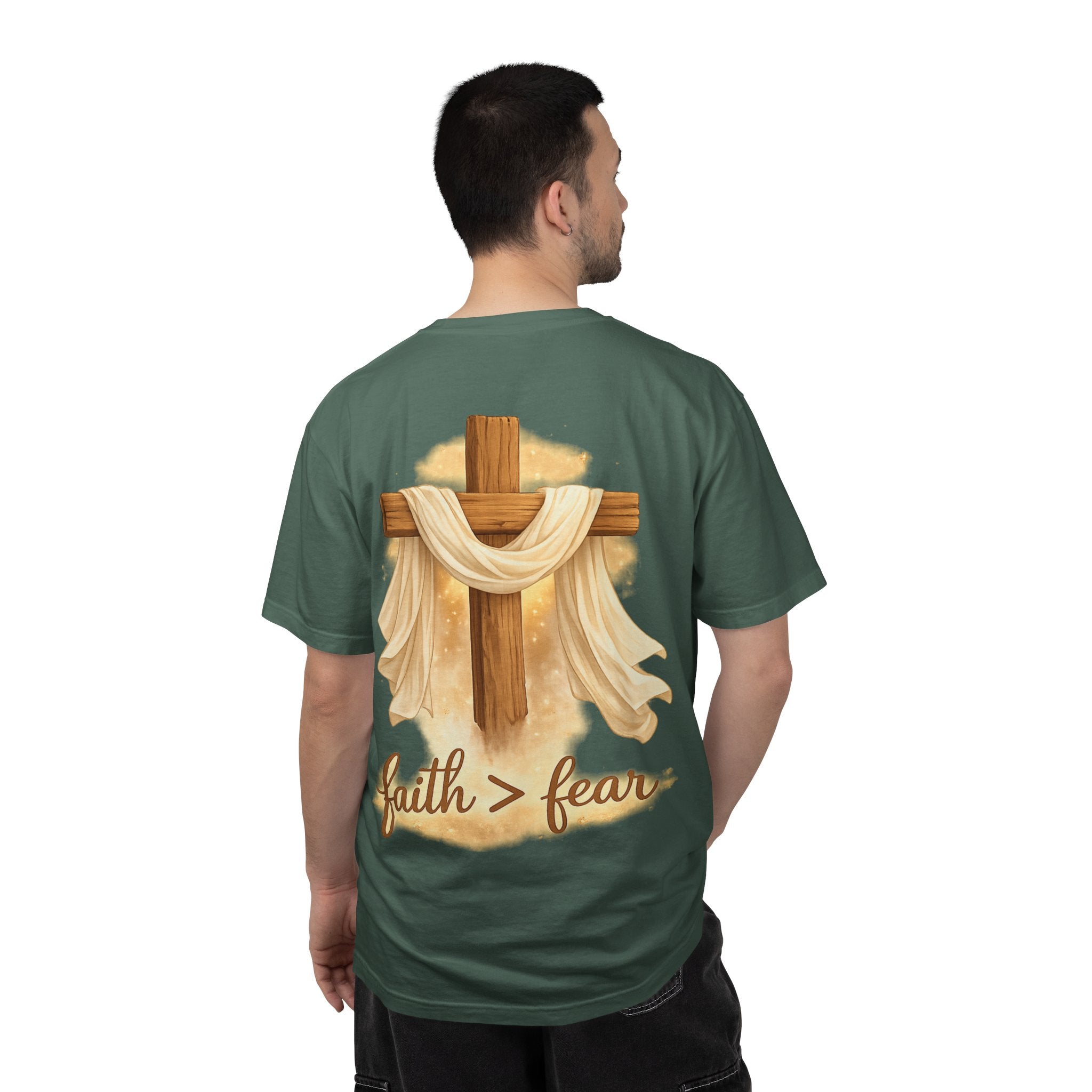 Faith Over Fear T-Shirt — Cross & Draped Cloth Christian Tee