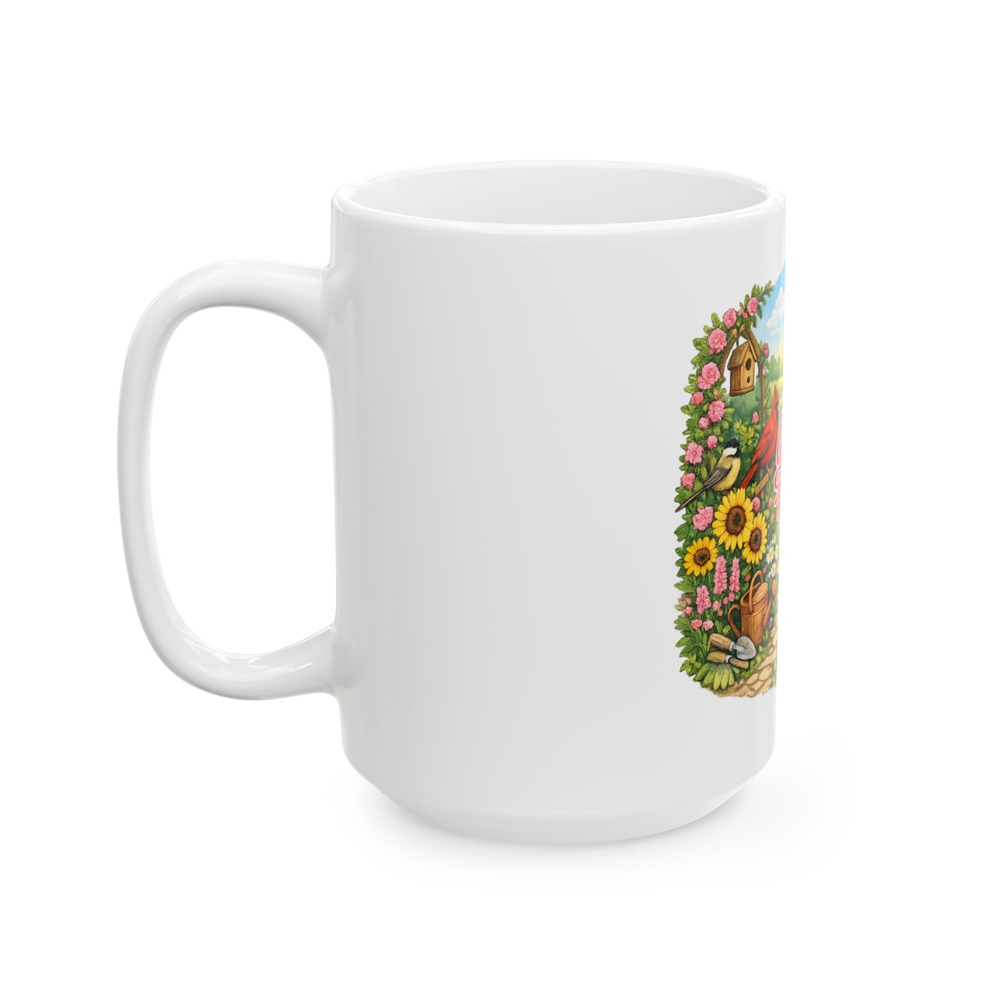 Garden Mama Ceramic Mug – Floral Garden Scene Coffee Cup (11oz & 15oz)