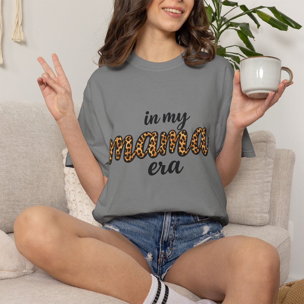 Mama Era Leopard Print T‑Shirt — "in my mama era" Casual Mom Tee