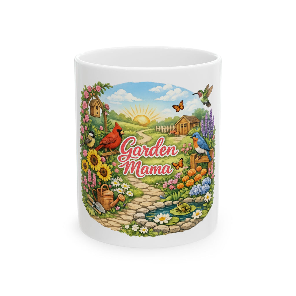 Garden Mama Ceramic Mug – Floral Garden Scene Coffee Cup (11oz & 15oz)