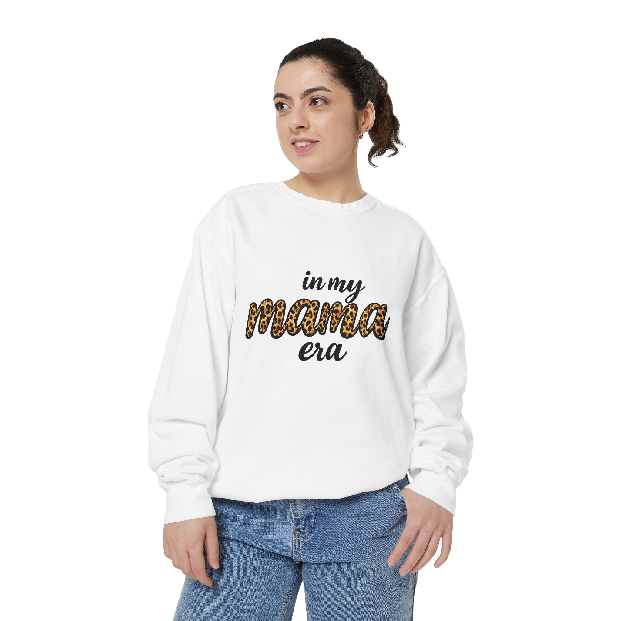 Mama Era Leopard Sweatshirt — "in my mama era" Cozy Mom Pullover