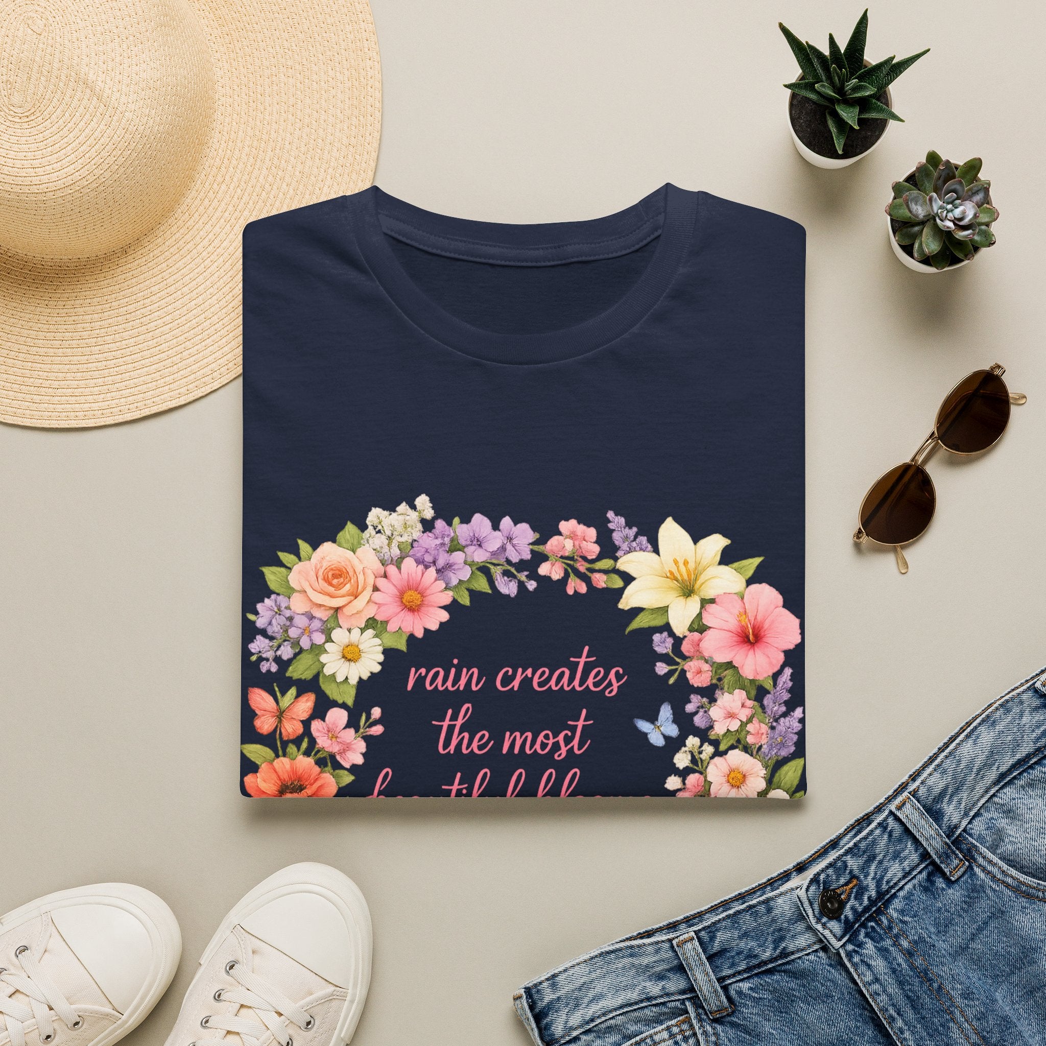 Floral "Rain Creates the Most Beautiful Blossoms" T-Shirt