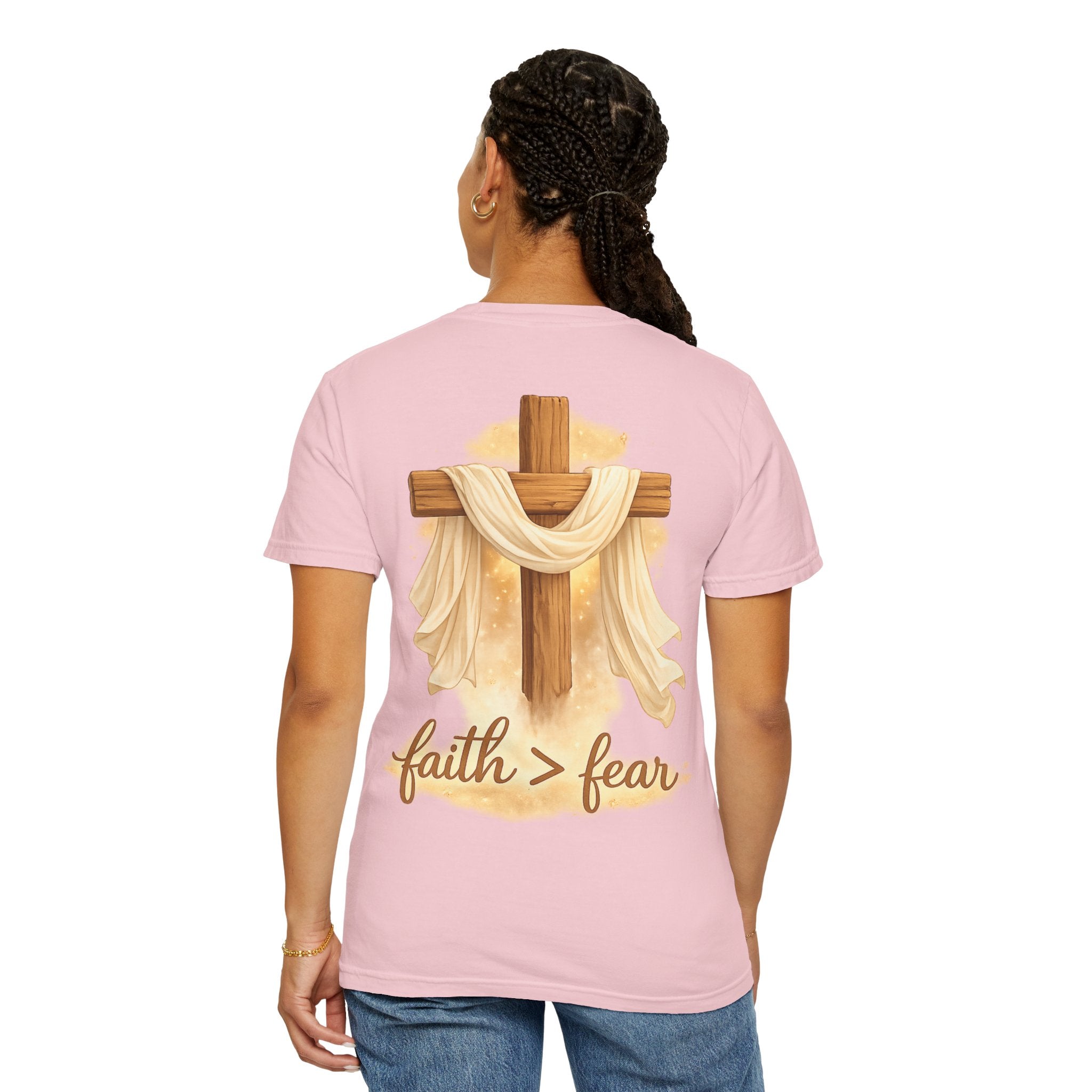Faith Over Fear T-Shirt — Cross & Draped Cloth Christian Tee