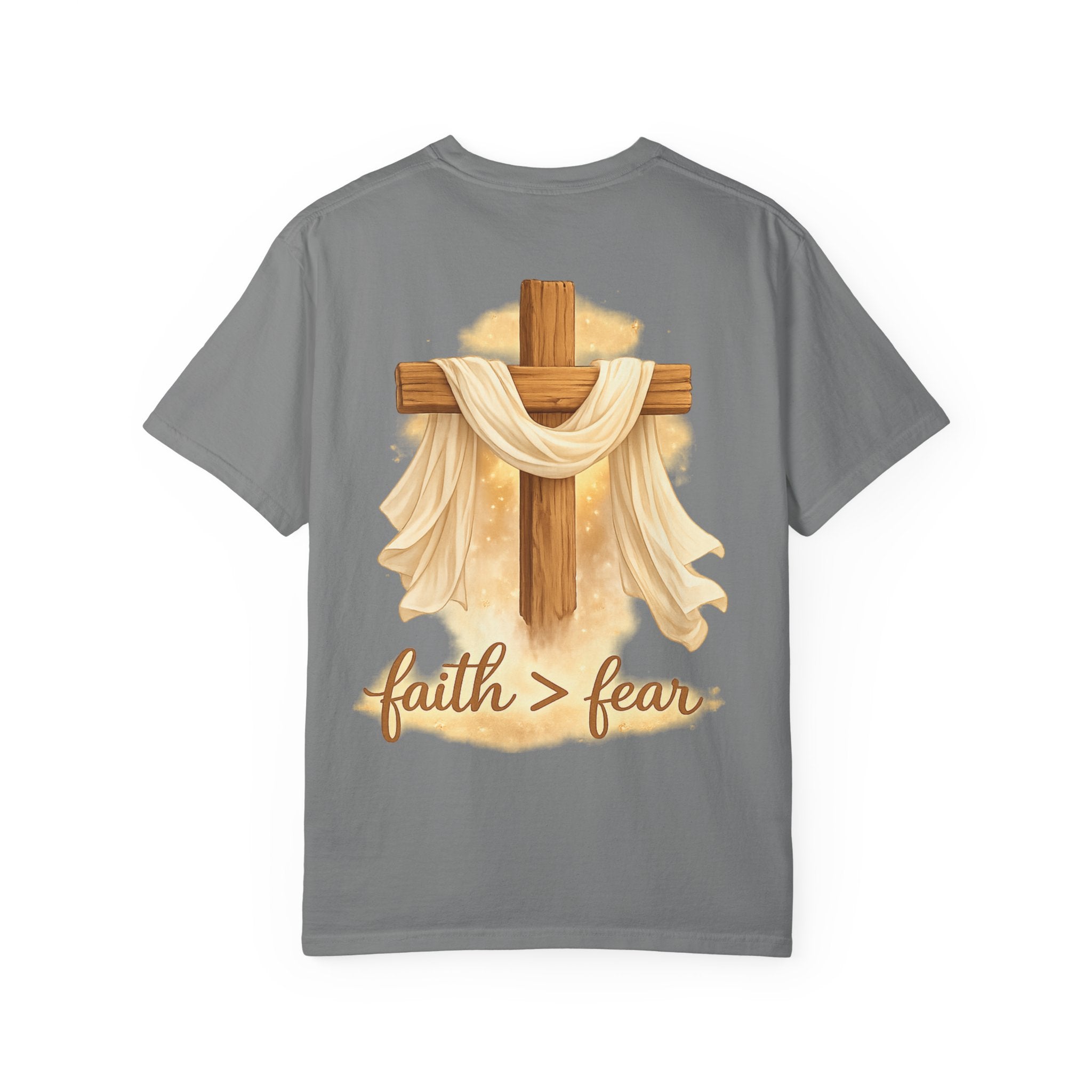 Faith Over Fear T-Shirt — Cross & Draped Cloth Christian Tee
