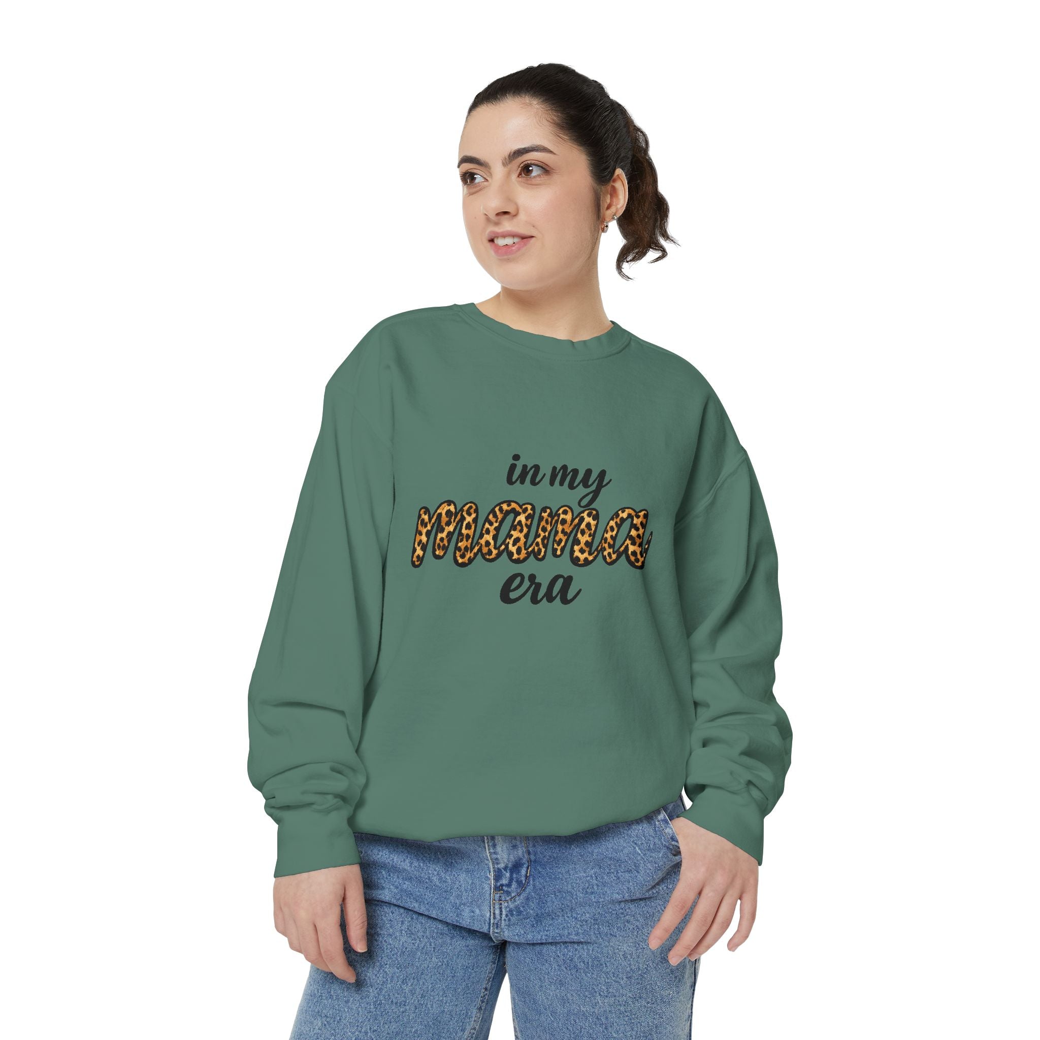 Mama Era Leopard Sweatshirt — "in my mama era" Cozy Mom Pullover