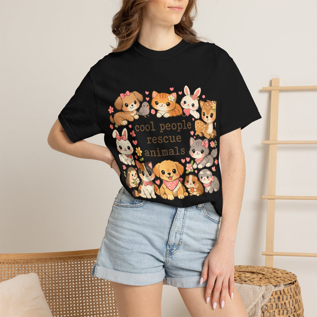 Rescue Animals T-Shirt — "Cool People Rescue Animals" Cute Pet Rescue Tee