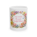 Floral Inspirational Mug — "Rain Creates the Most Beautiful Blooms" Ceramic Coffee Cup (11oz/15oz)