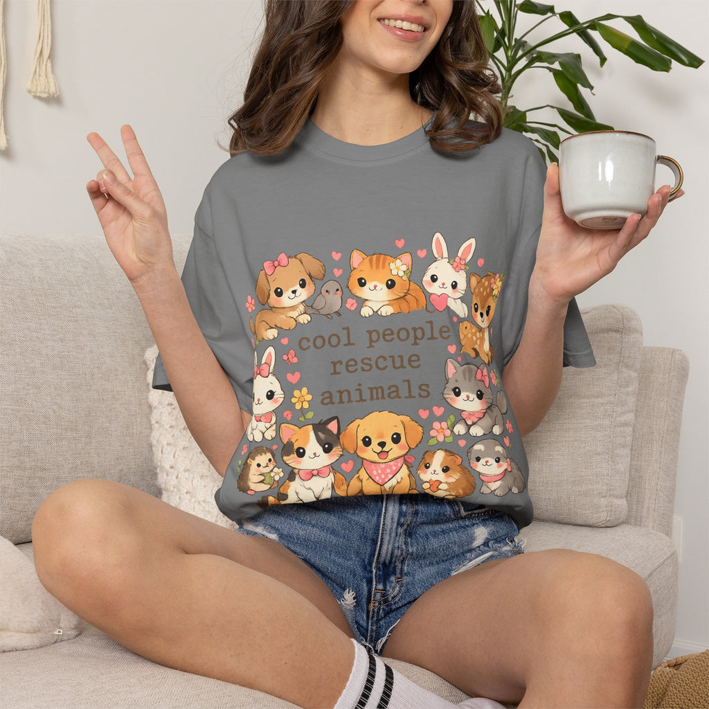 Rescue Animals T-Shirt — "Cool People Rescue Animals" Cute Pet Rescue Tee