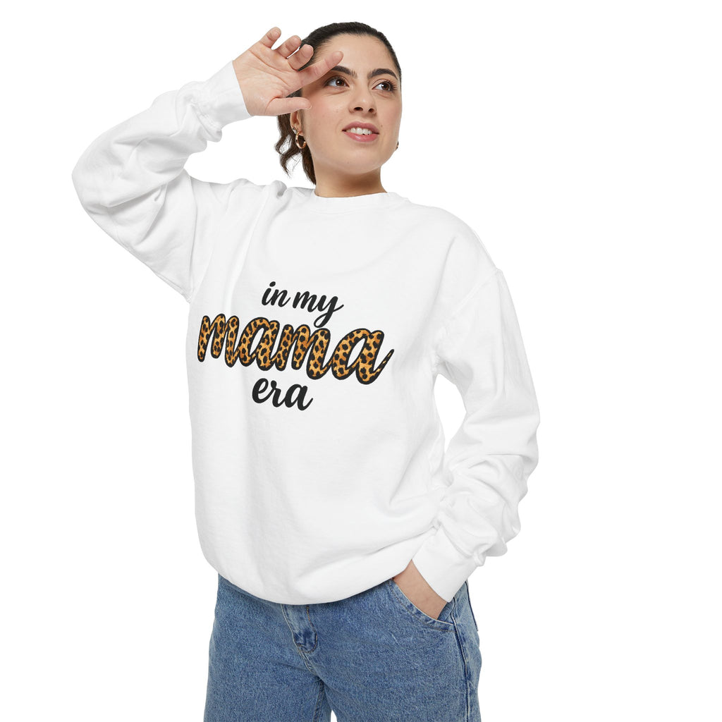 Mama Era Leopard Sweatshirt — "in my mama era" Cozy Mom Pullover