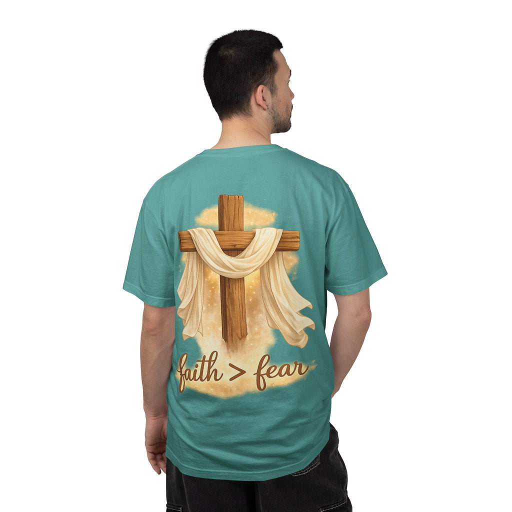Faith Over Fear T-Shirt — Cross & Draped Cloth Christian Tee