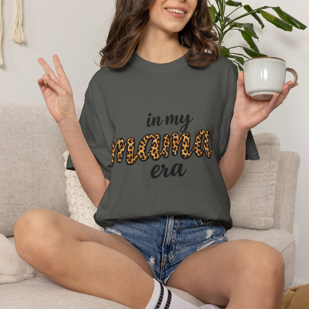 Mama Era Leopard Print T‑Shirt — "in my mama era" Casual Mom Tee