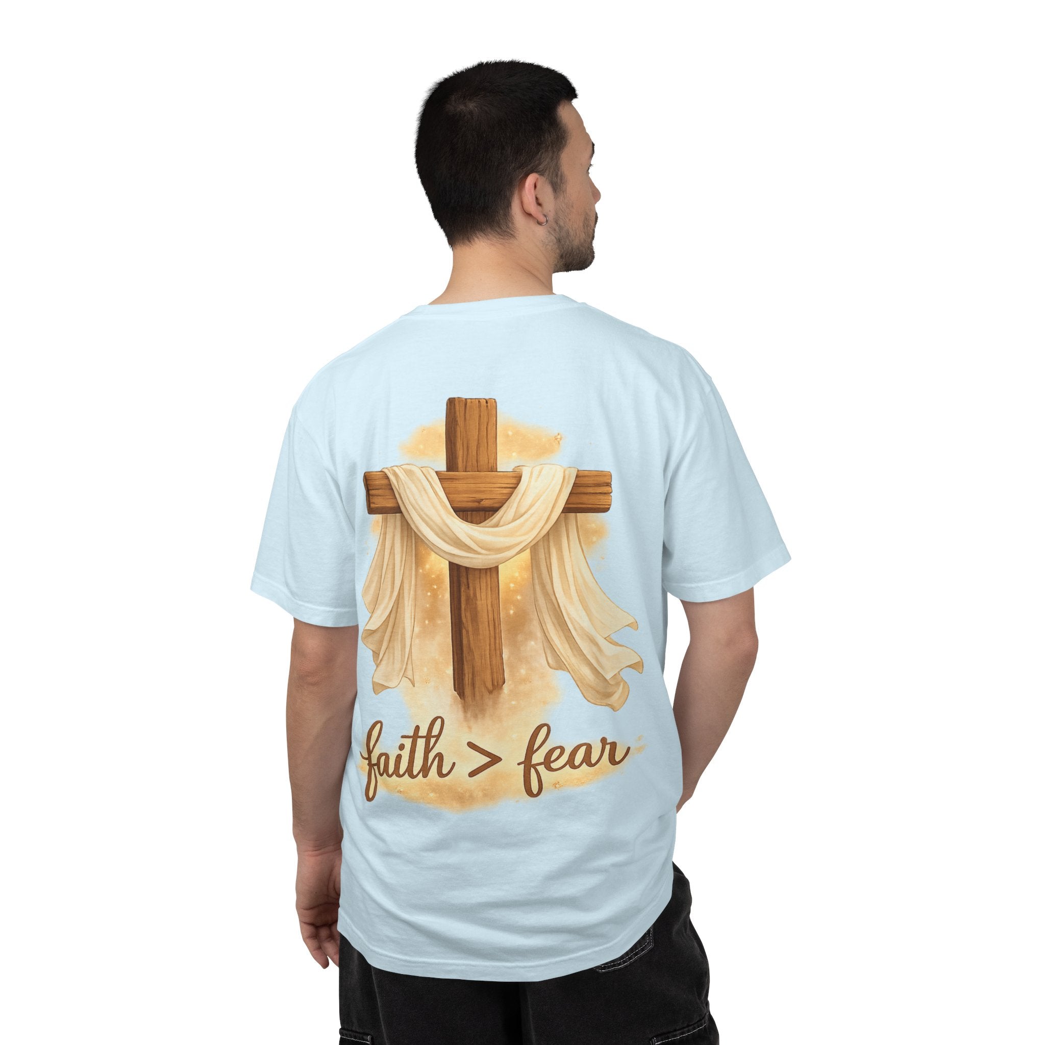 Faith Over Fear T-Shirt — Cross & Draped Cloth Christian Tee