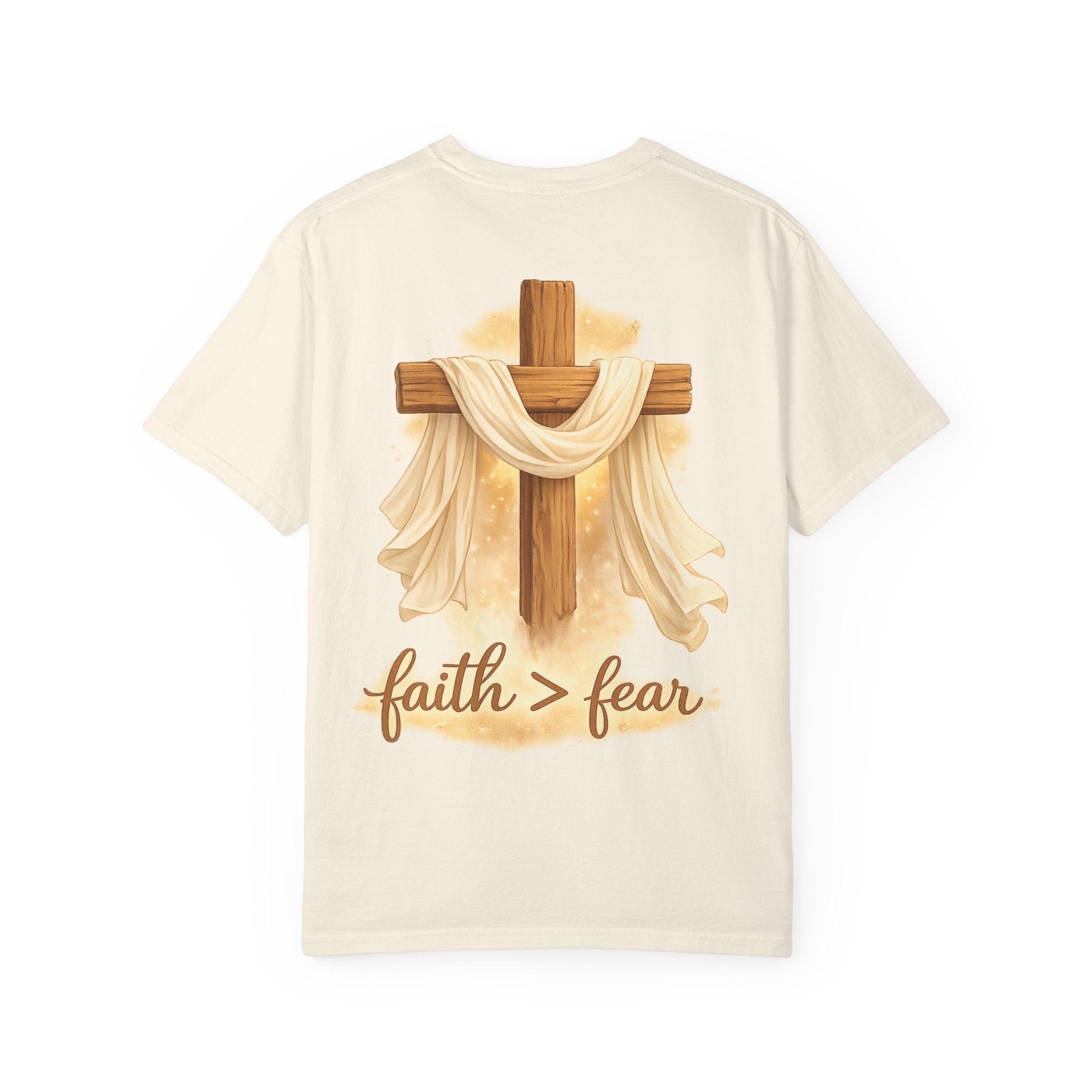 Faith Over Fear T-Shirt — Cross & Draped Cloth Christian Tee