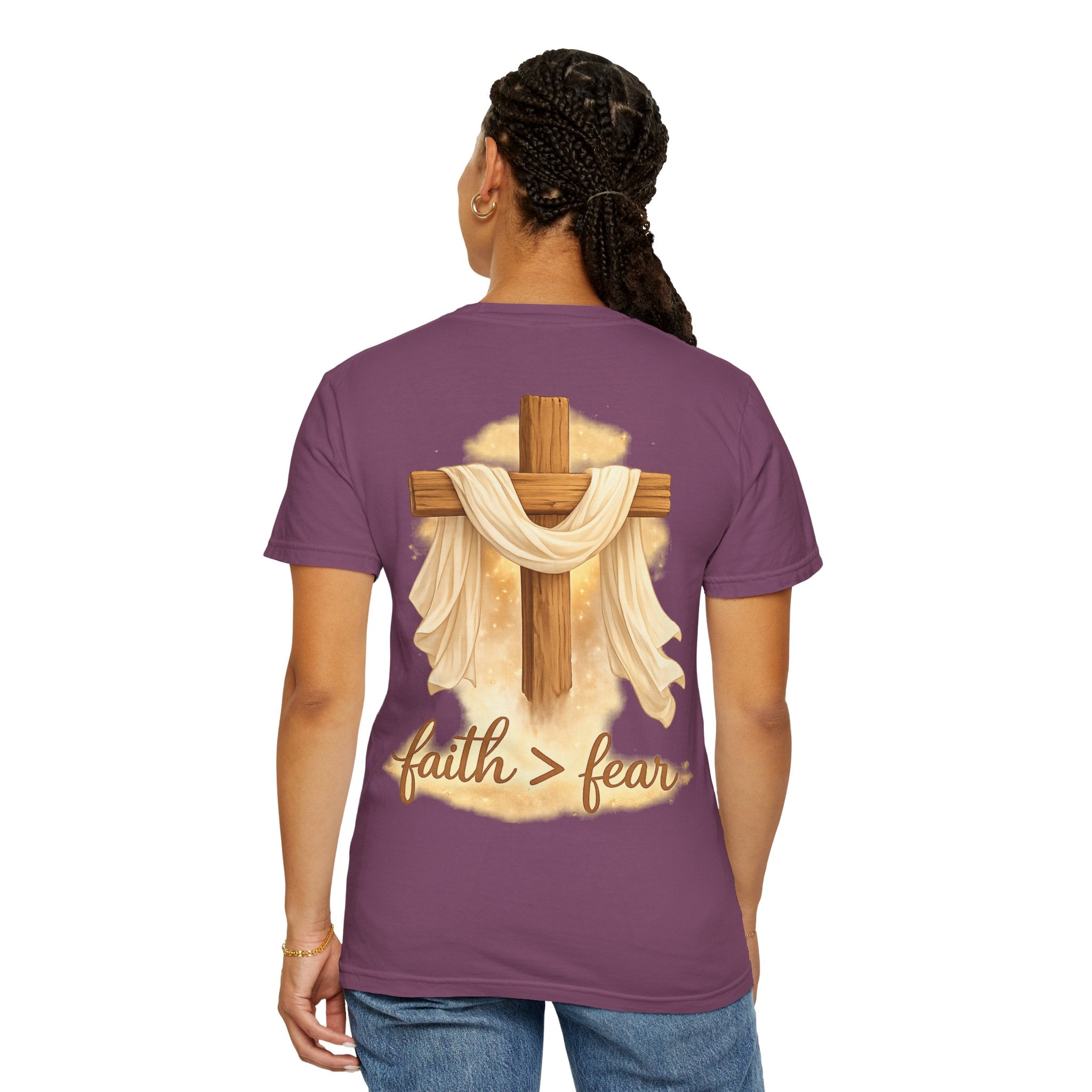 Faith Over Fear T-Shirt — Cross & Draped Cloth Christian Tee