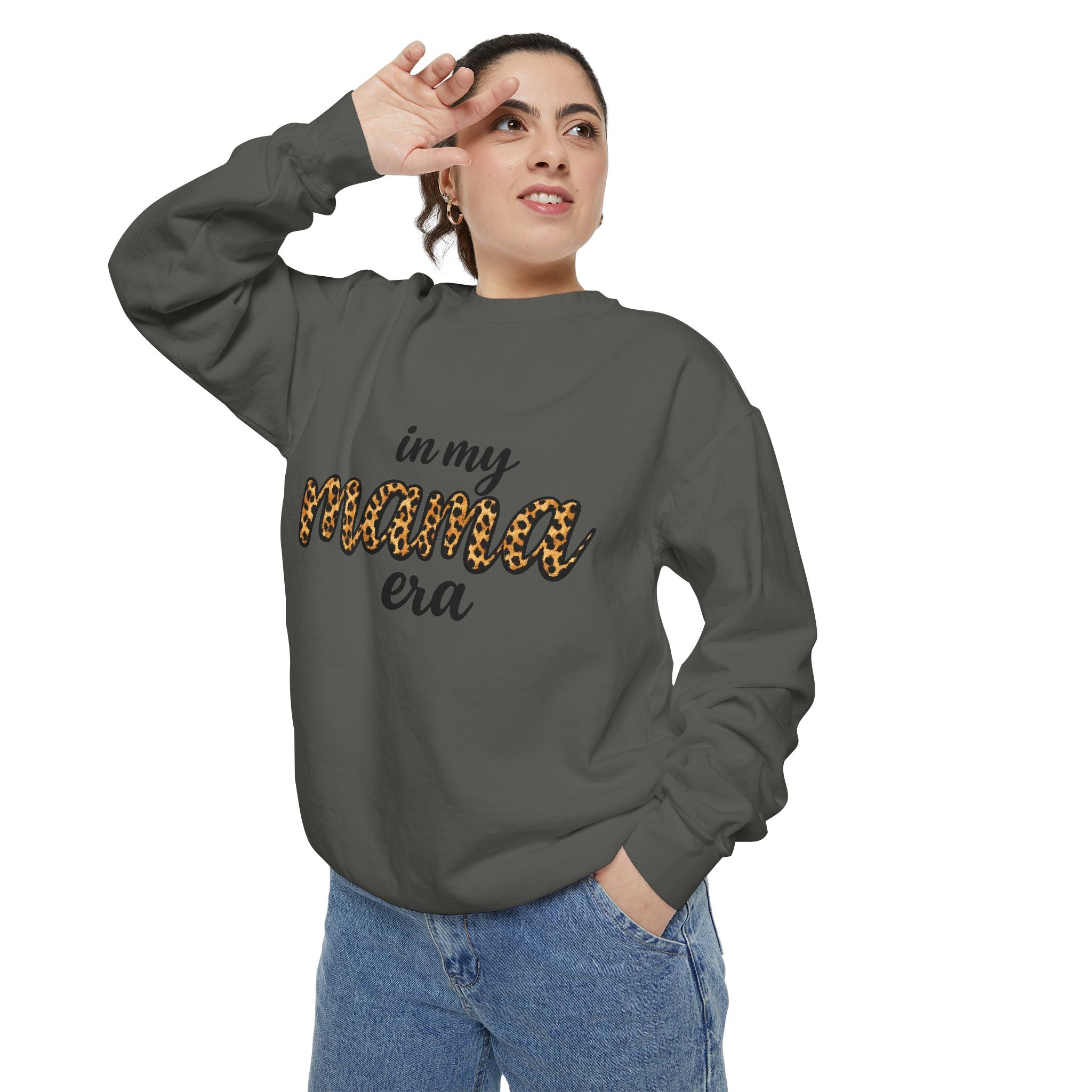 Mama Era Leopard Sweatshirt — "in my mama era" Cozy Mom Pullover