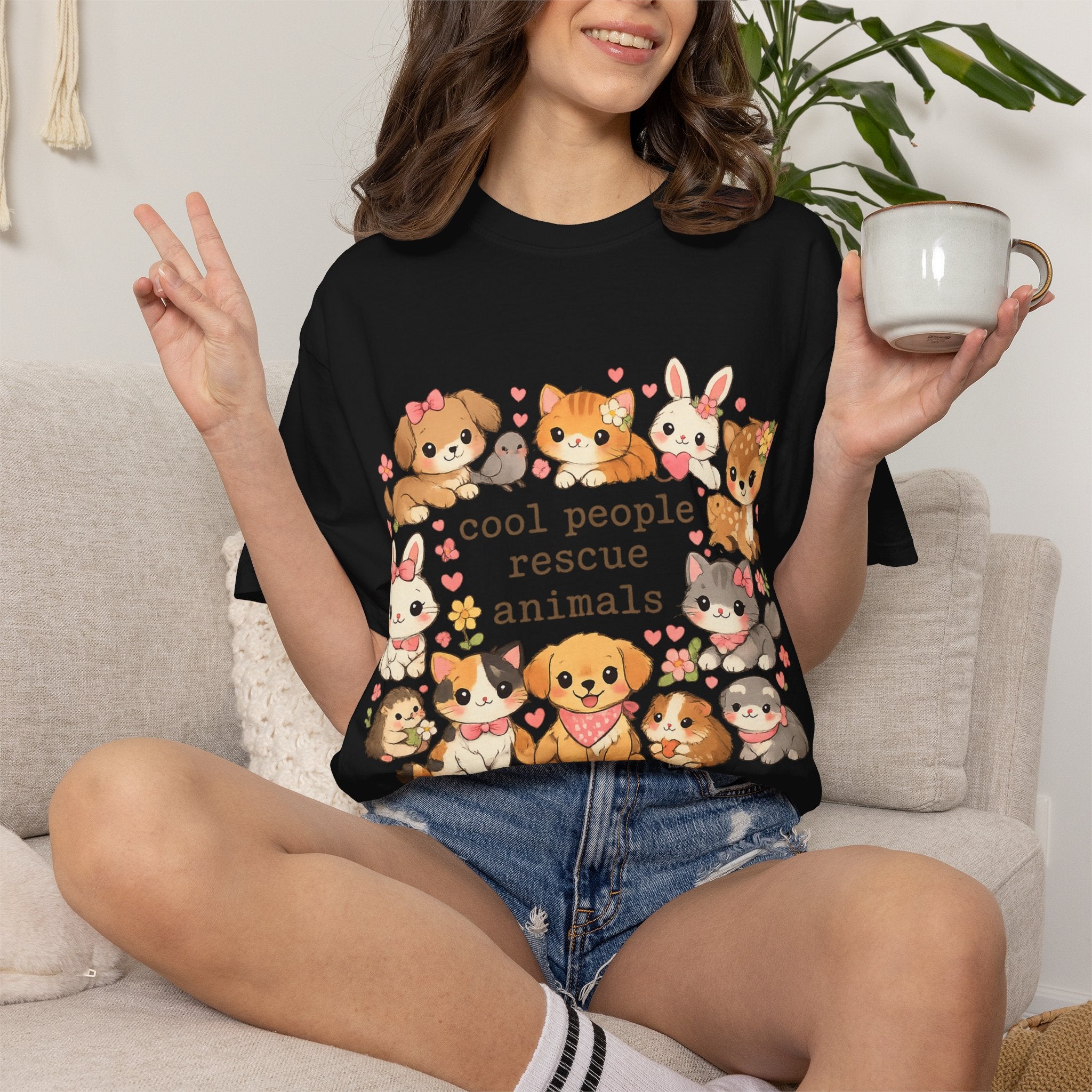 Rescue Animals T-Shirt — "Cool People Rescue Animals" Cute Pet Rescue Tee