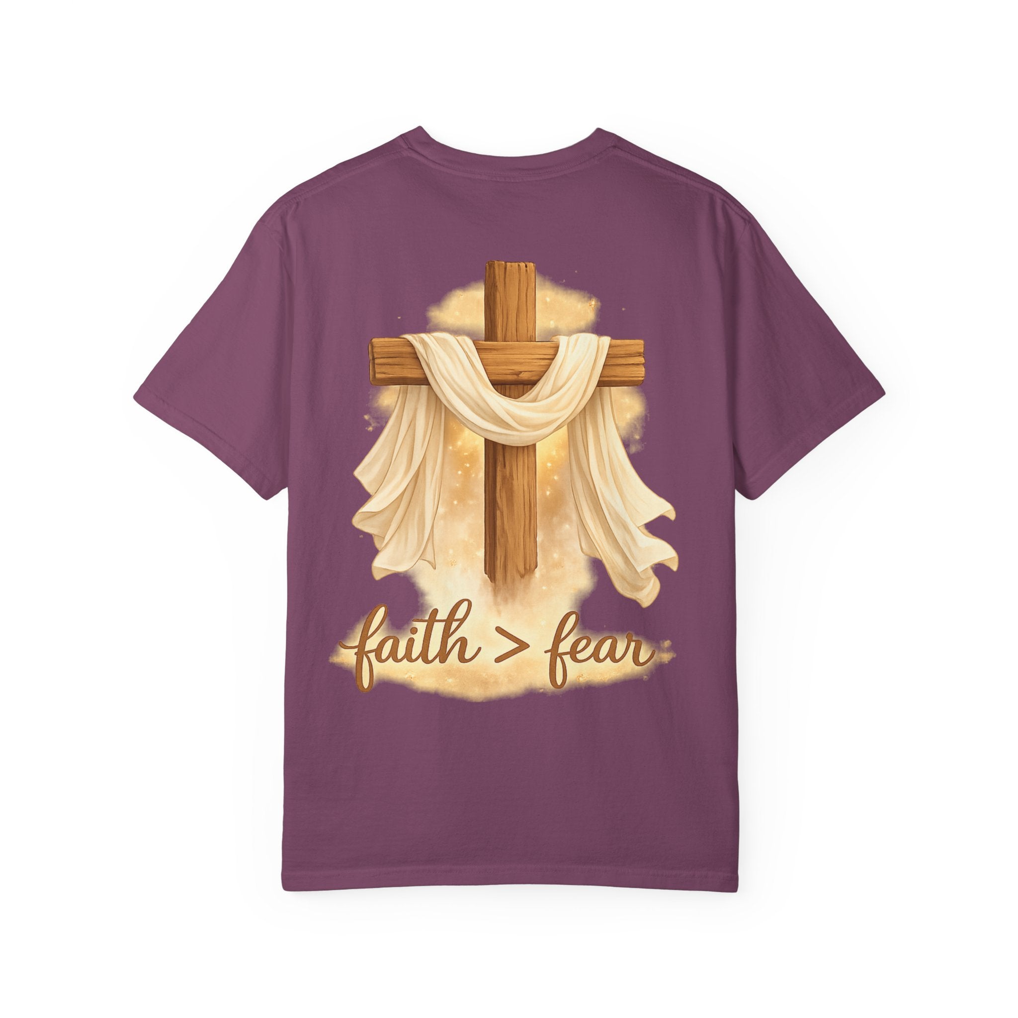 Faith Over Fear T-Shirt — Cross & Draped Cloth Christian Tee